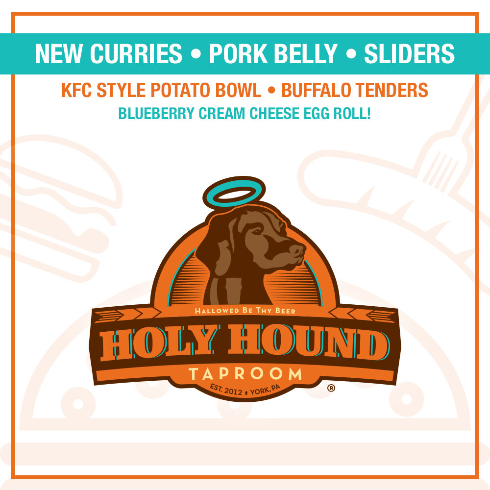 Menu design for Holy Hound restaurant in York PA