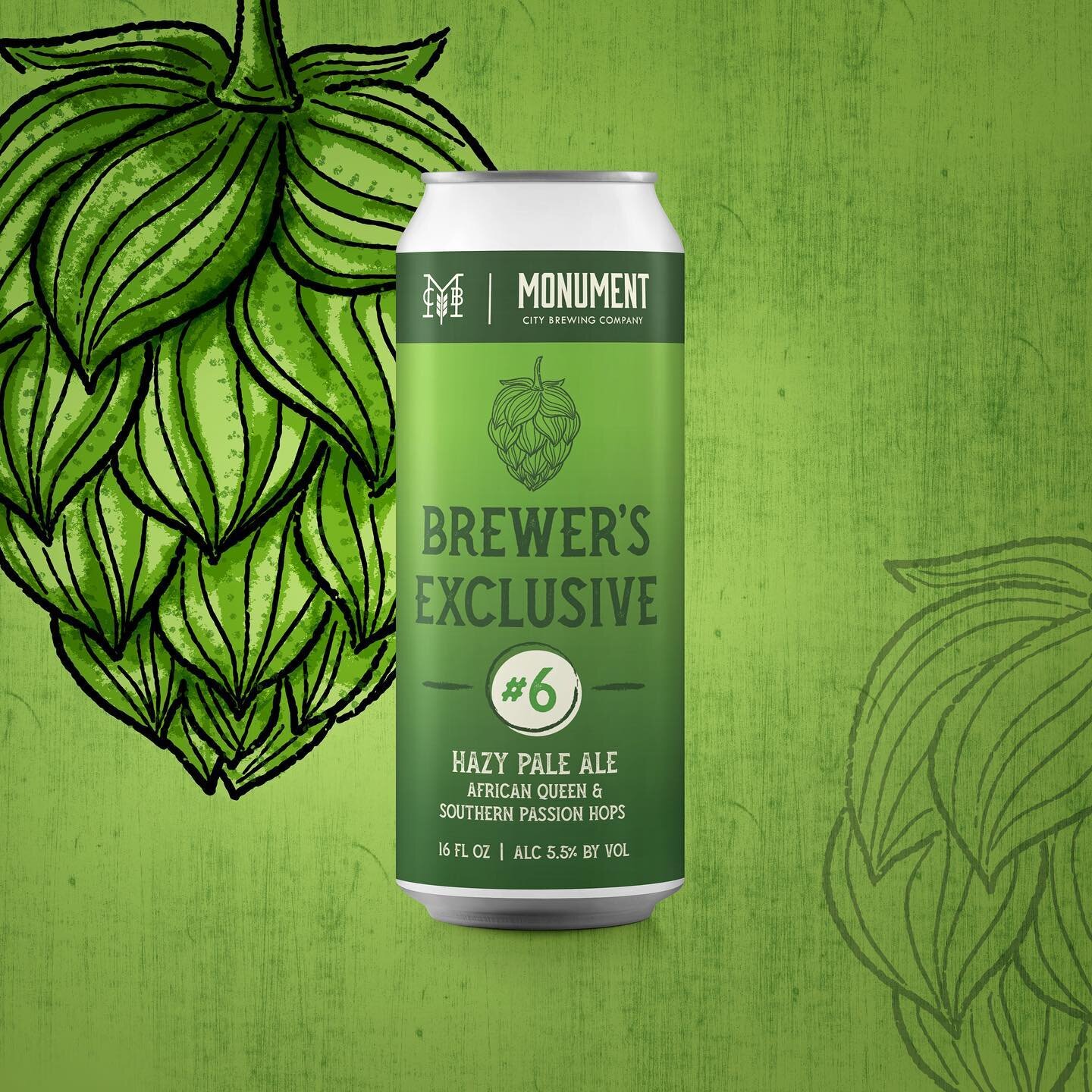 This was a fun one to design! 💚Introducing @monumentcitybrewing Brewers Exclusive #6. This 5.5% Hazy Pale Ale is made with African Queen and Southern Passion hops. This one pairs well with that summer heat. ☀️🍻

Illustration designed in @procreate 