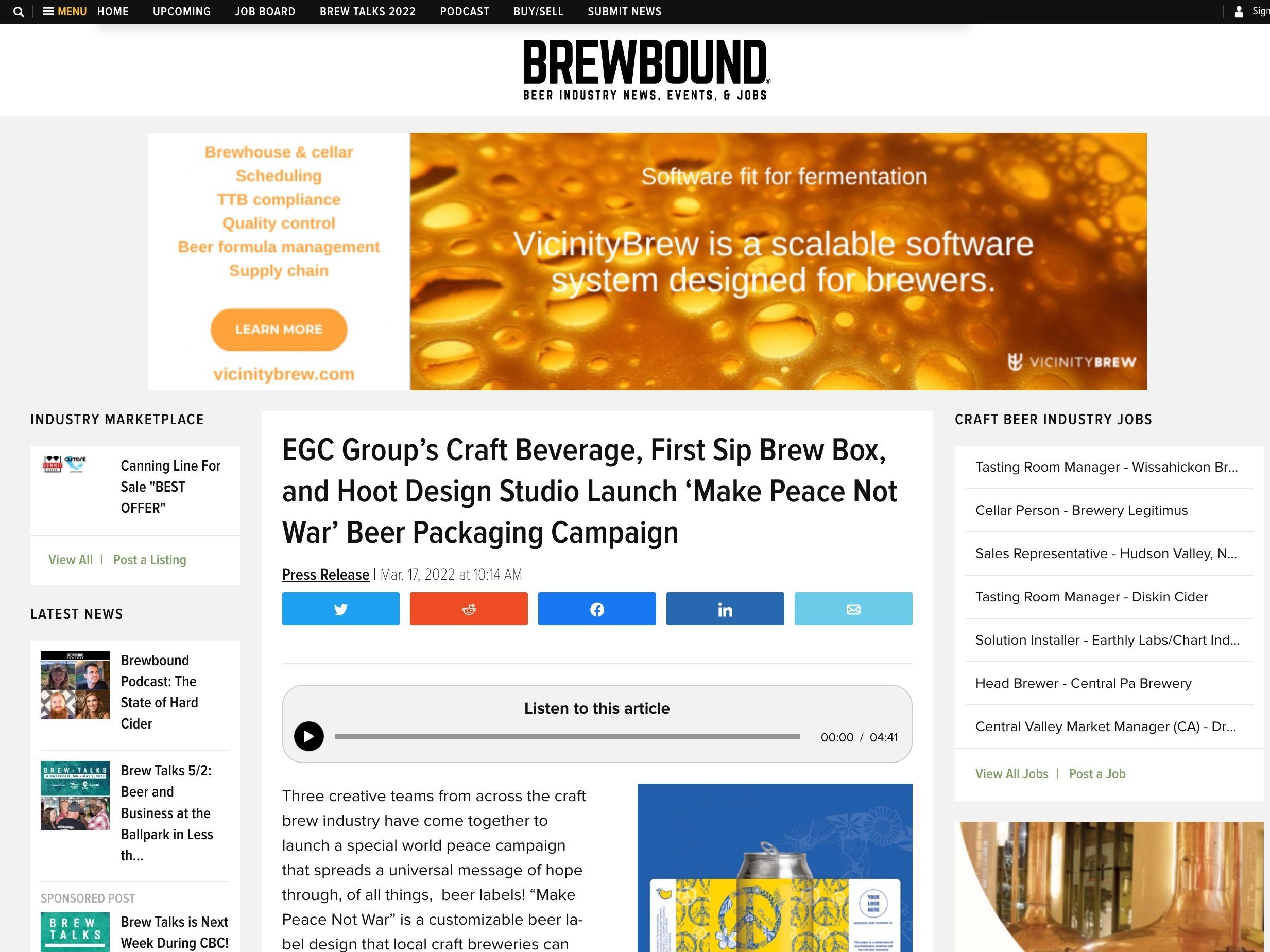 Brewbound Beer Industry - News article 