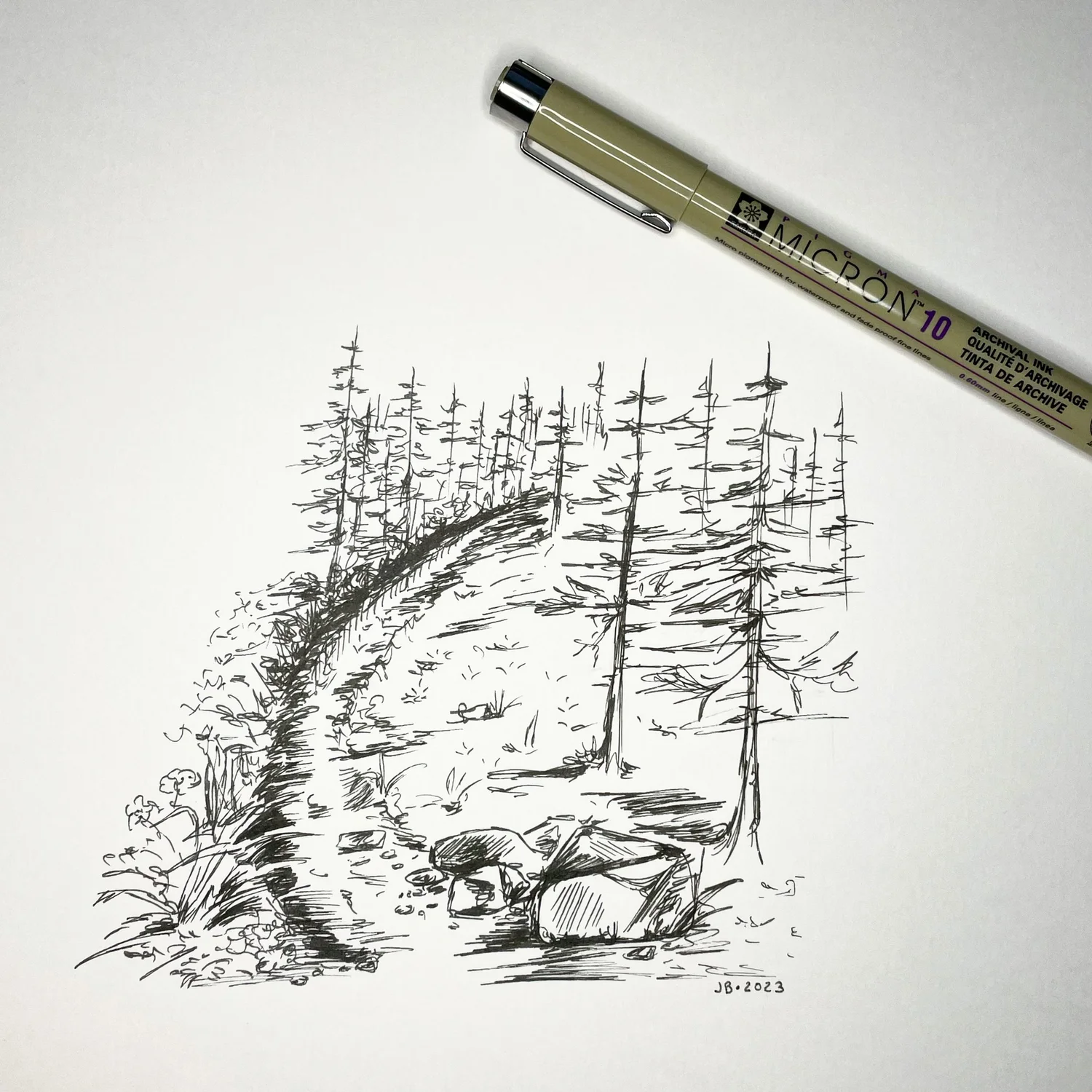 Landscape Beginner Pen Drawings Landscape Drawing Art With Brush