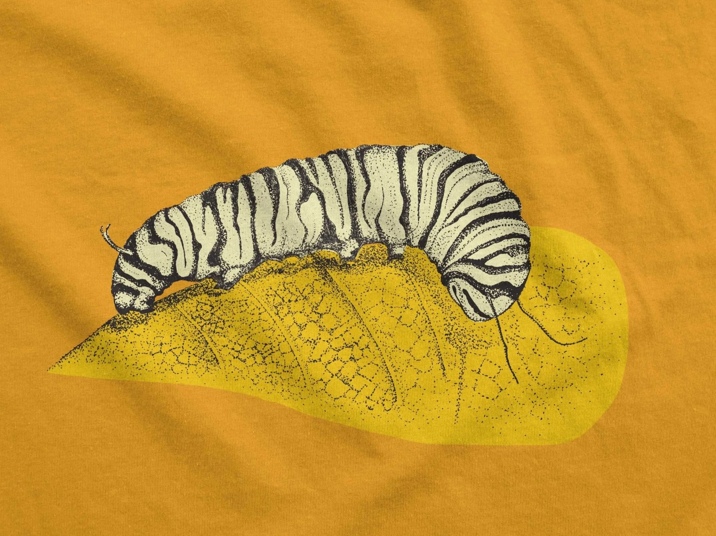 Caterpillar custom illustration on a t-shirt design. 