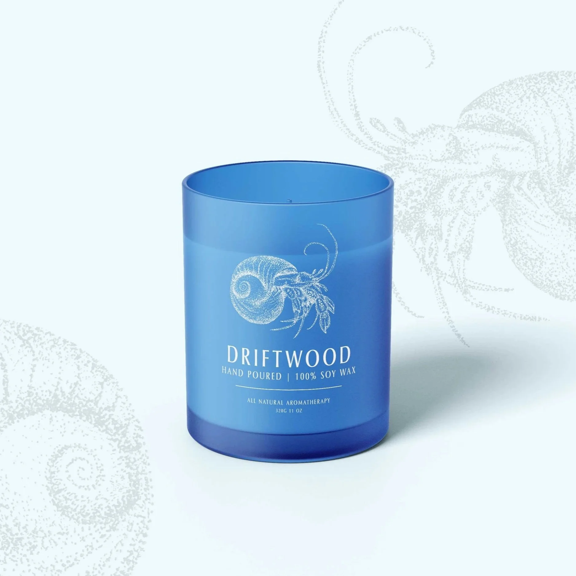 Custom candle label design for apothecary brands with a beach theme.