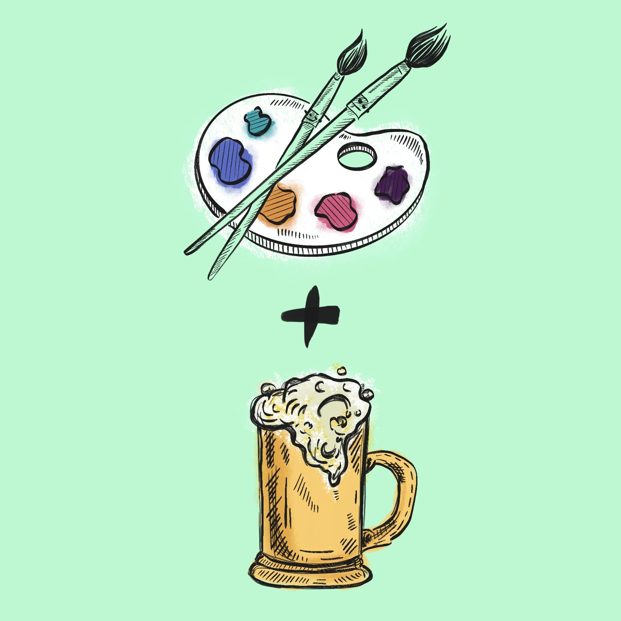 Beer label artist illustration. 