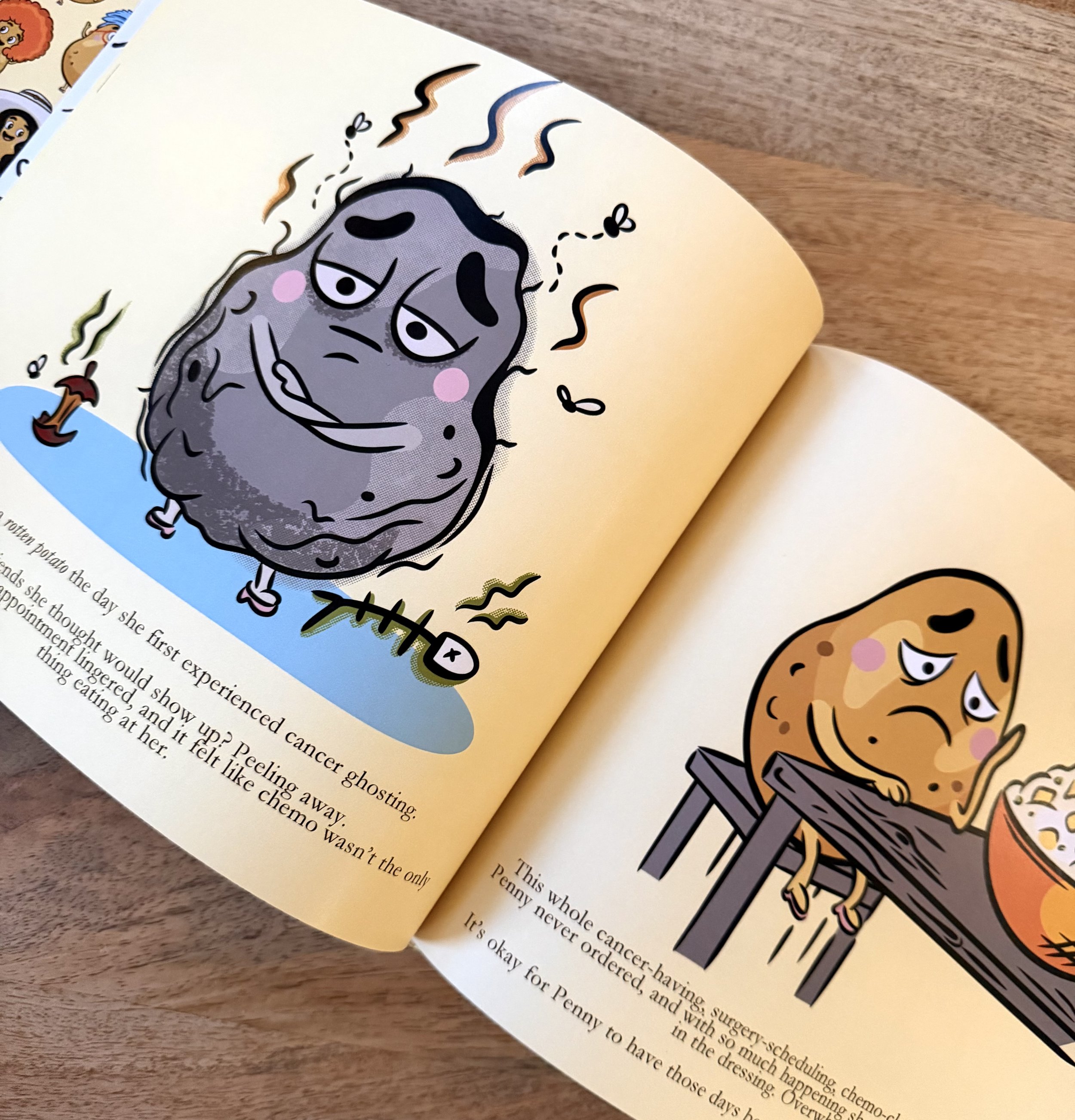 Book illustrations of potato character. 