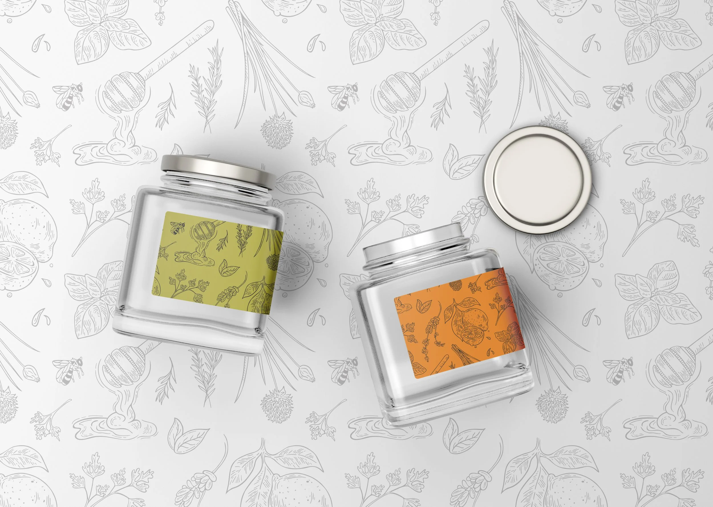 Spice label illustrations for a oragnic food brand.