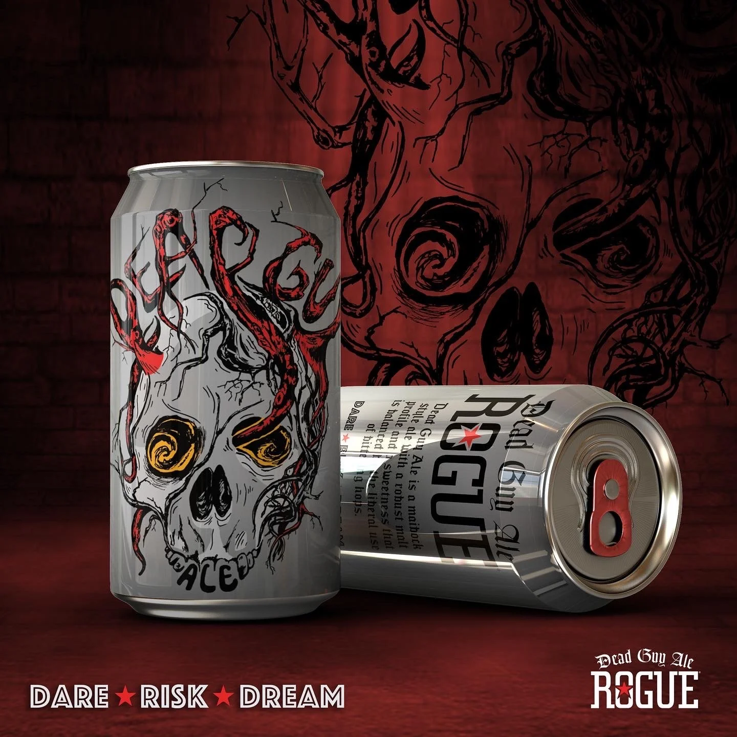 Illustration and hand lettering for the label of dead guy ale by Rogue brewing. 
