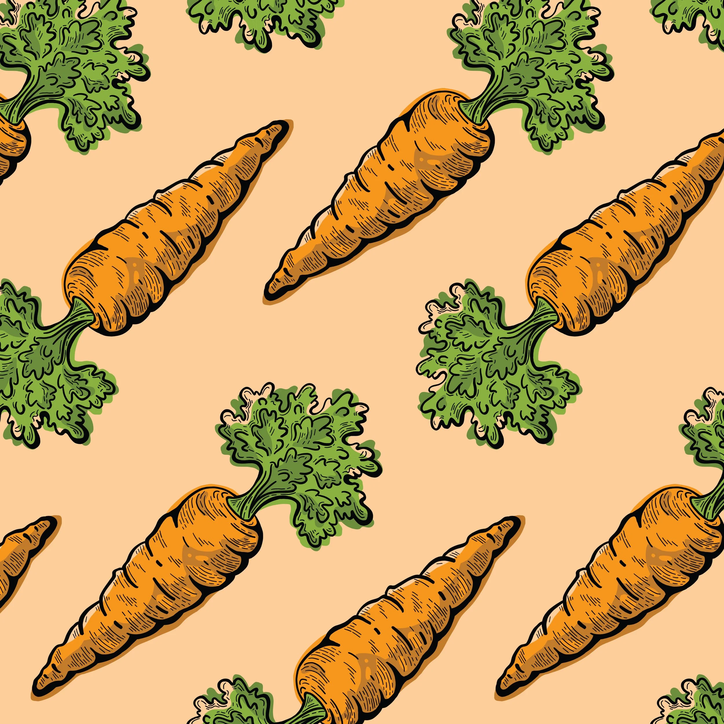 Vintage carrot repeat pattern design. 