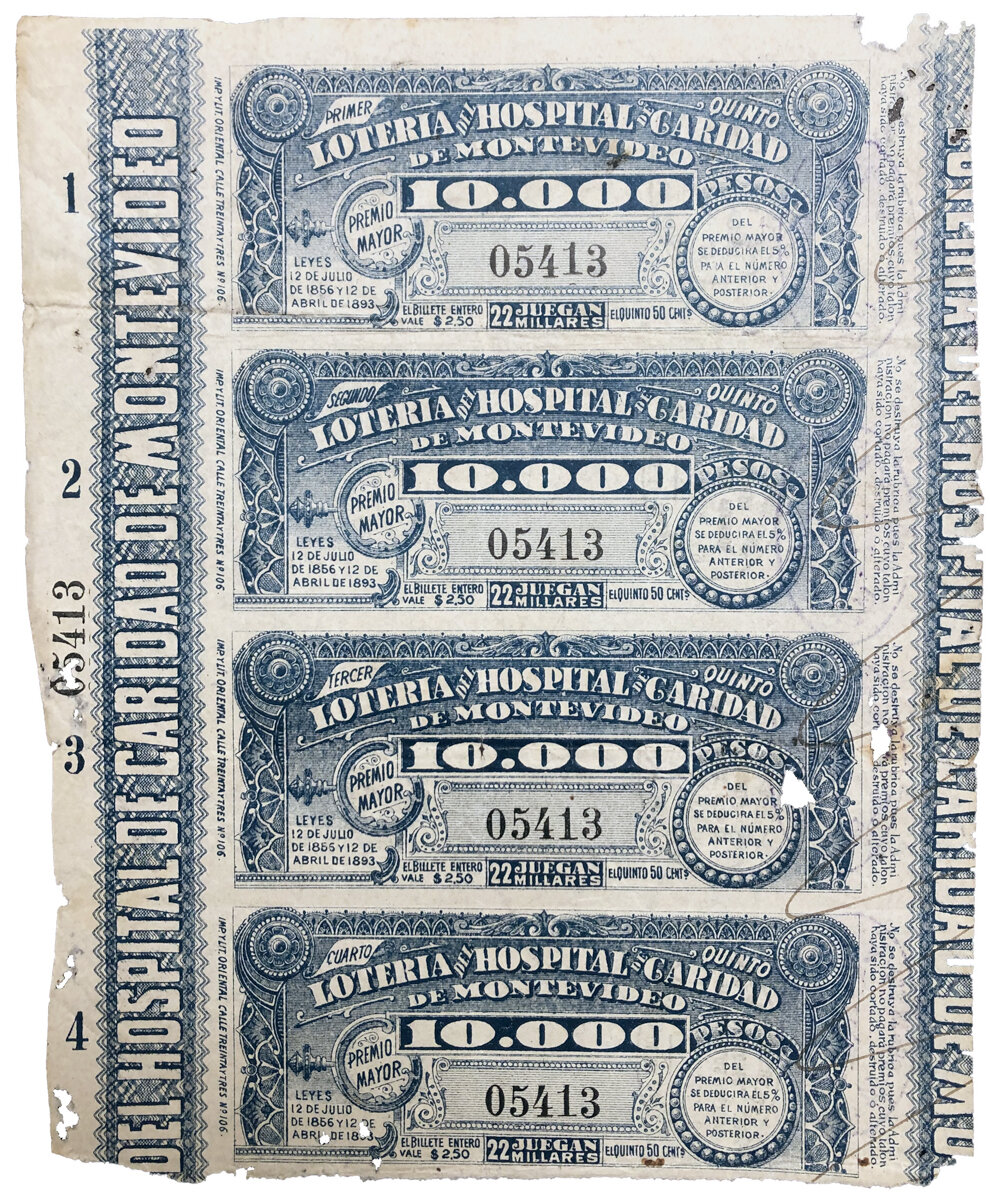 Billete de lotería Lottery ticket Circa 1850