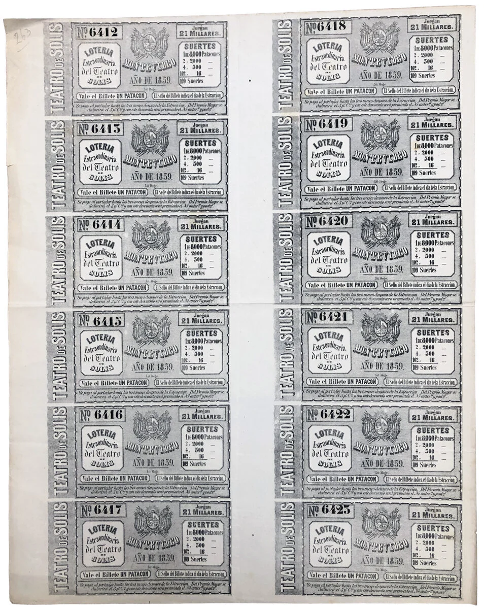 Billete de lotería Lottery ticket Circa 1850