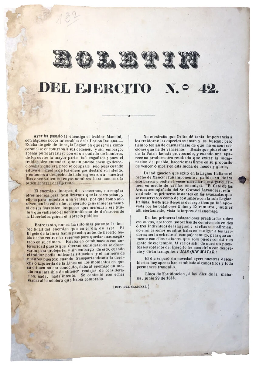 Boletín del ejercito Army bulletin 1844
