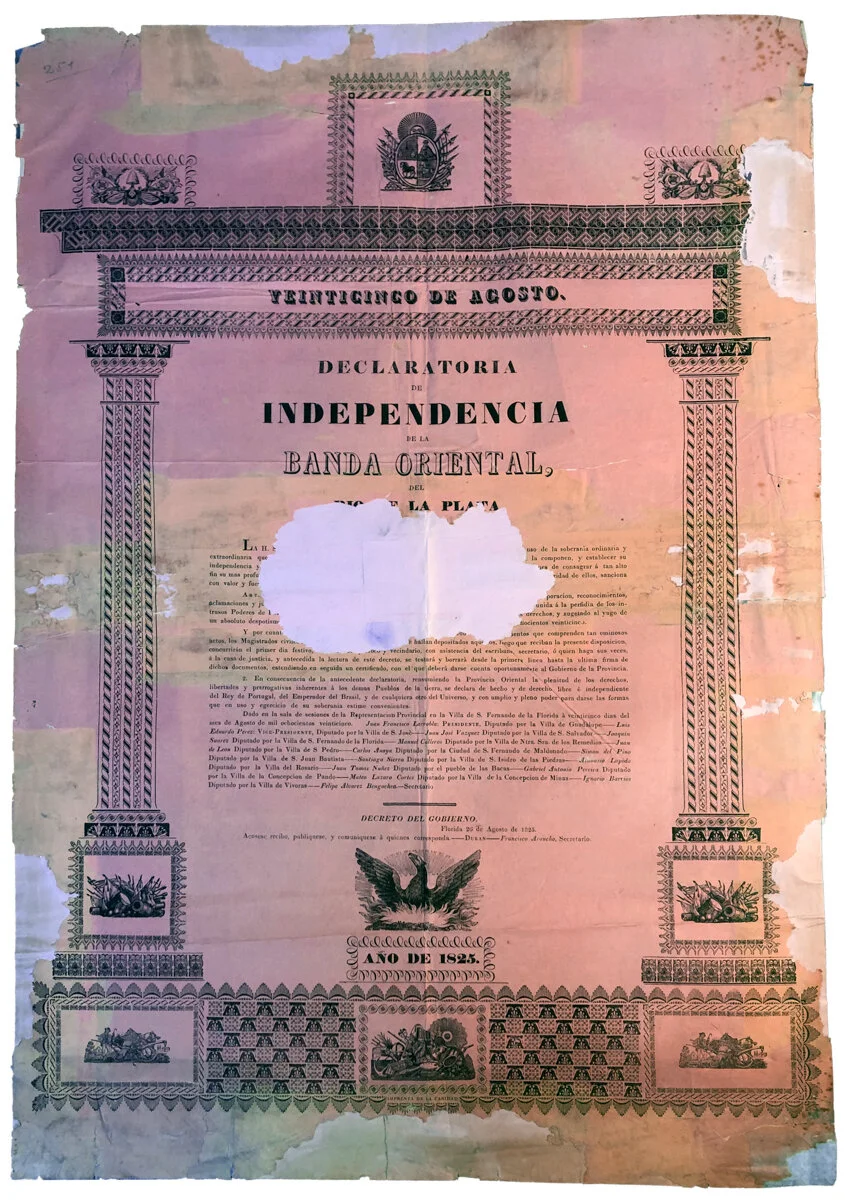 Reproducción de la declaración de independencia Reproduction of the declaration of independence Circa 1850