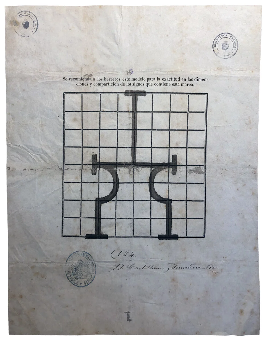 Registro de marca de ganado Cattle trademark registration Circa 1850