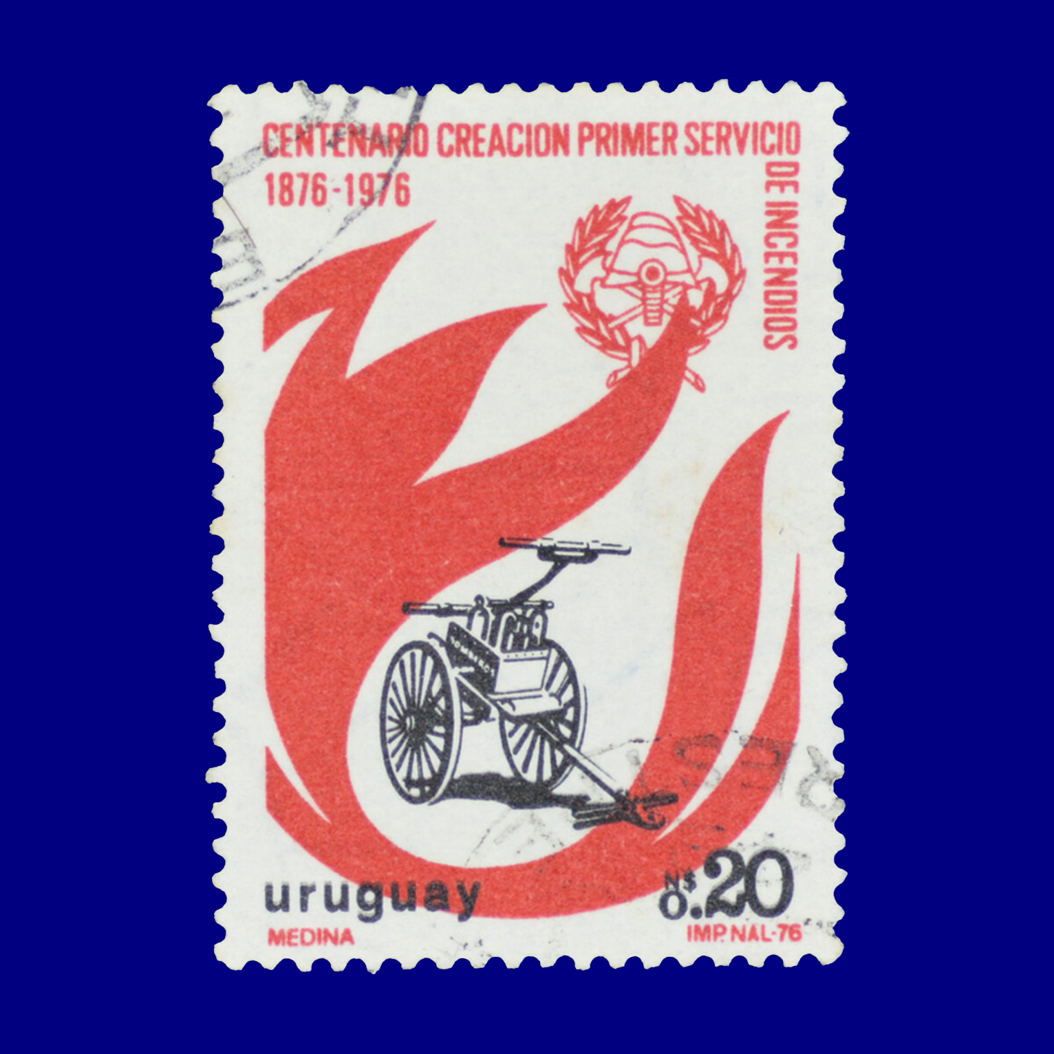 Centenario Creación Primer Servicio de Incendios Centennial Creation of the First Fire Service N$0,2 Ángel Medina 1976