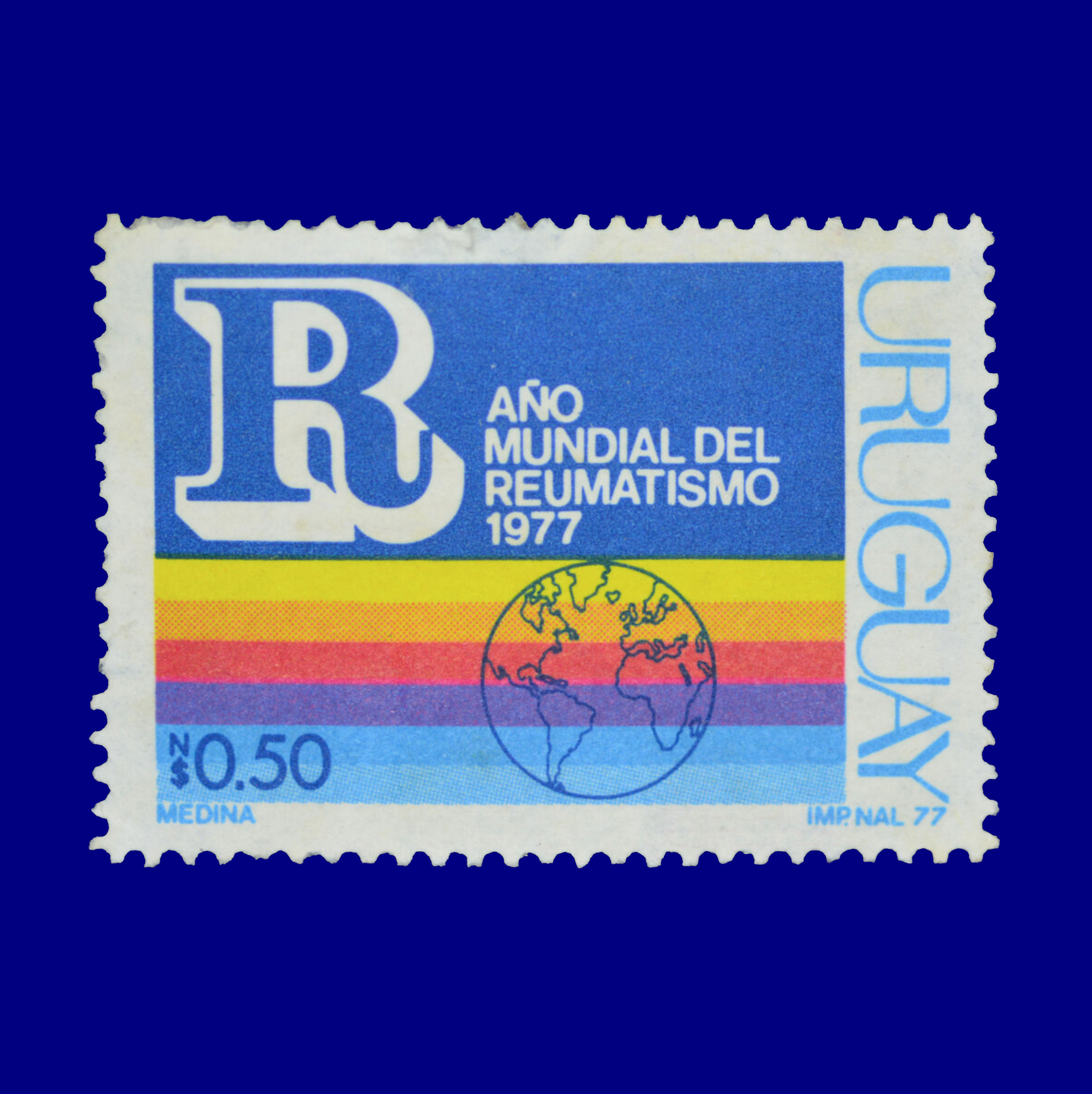 Año Mundial del Reumatismo World Year of Rheumatism N$0,5 Ángel Medina 1977