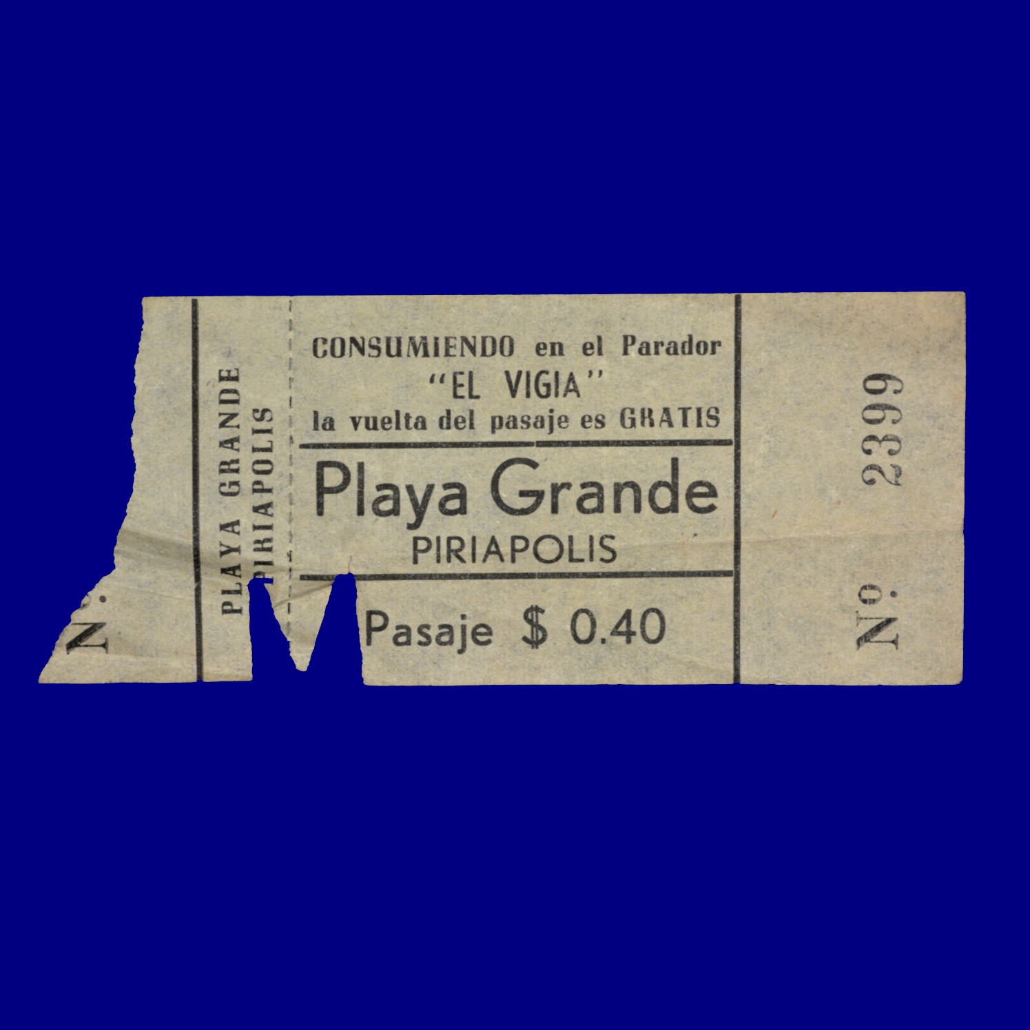 Boleto de ómnibus Bus ticket Piriápolis 60s