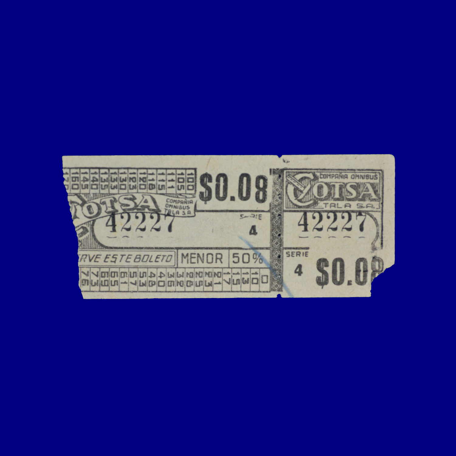 Boleto de ómnibus Bus ticket Tala 60s
