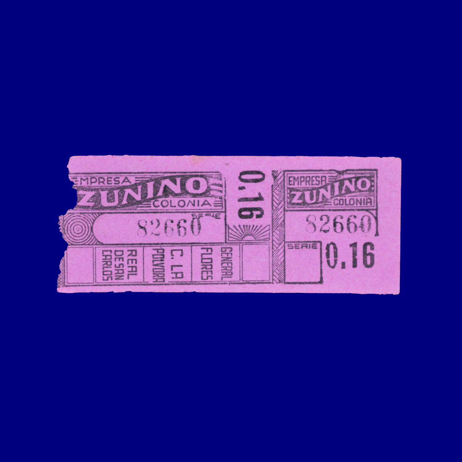 Boleto de ómnibus Bus ticket Colonia 60s