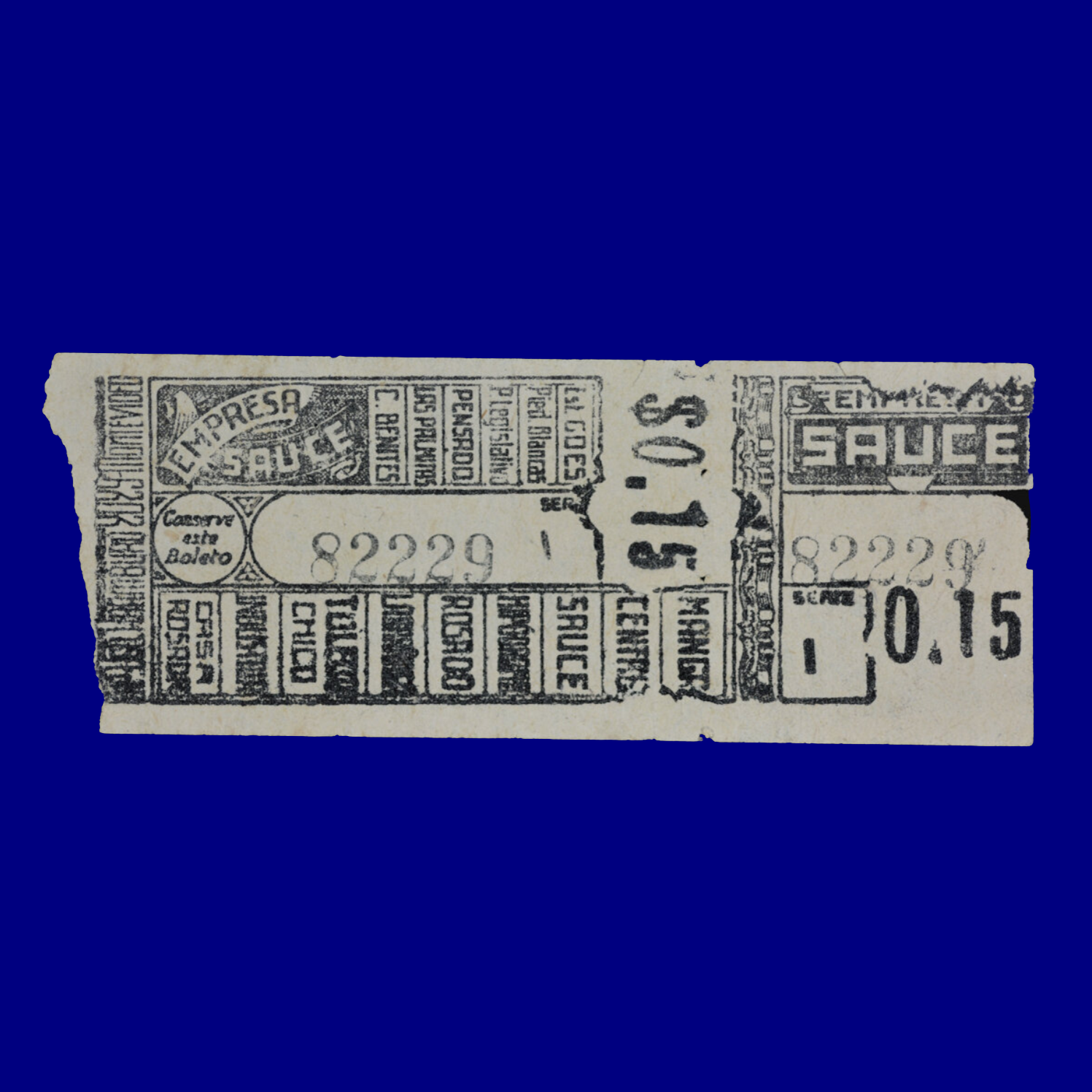 Boleto de ómnibus Bus ticket Sauce 60s