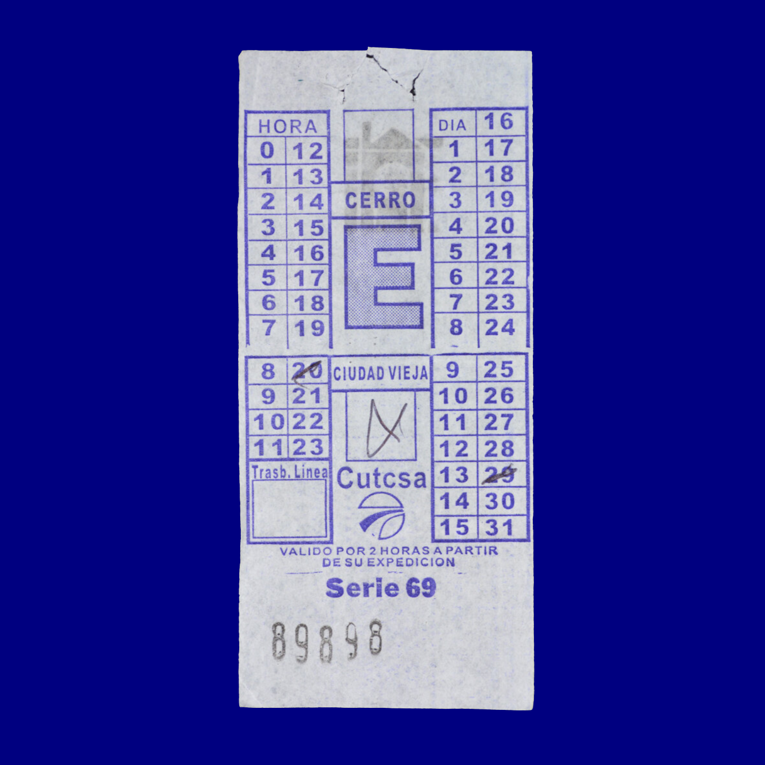 Boleto de ómnibus Bus ticket Montevideo 90s