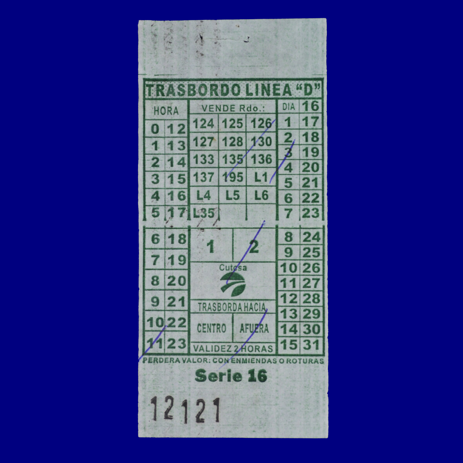 Boleto de ómnibus Bus ticket Montevideo 90s