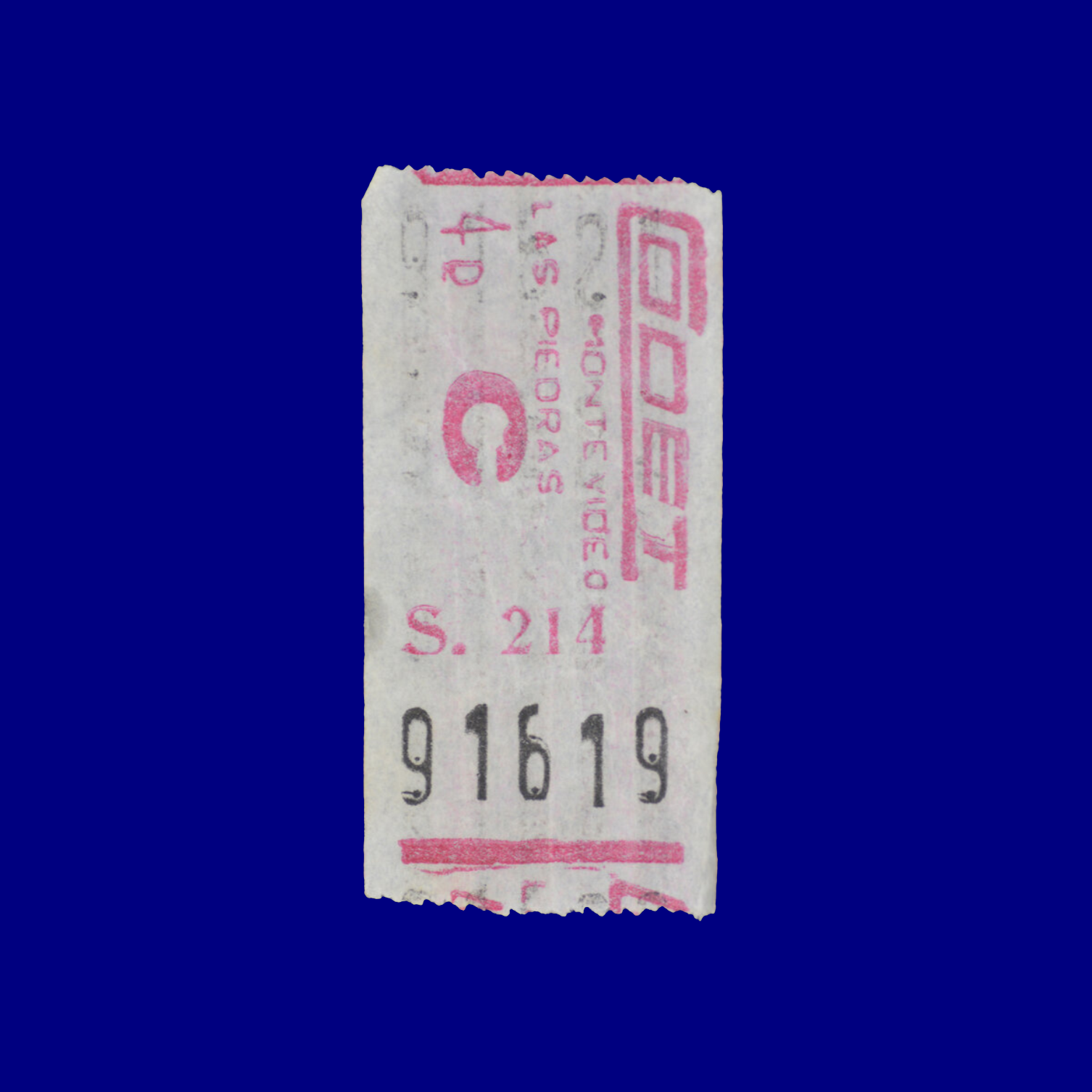 Boleto de ómnibus Bus ticket Montevideo 90s