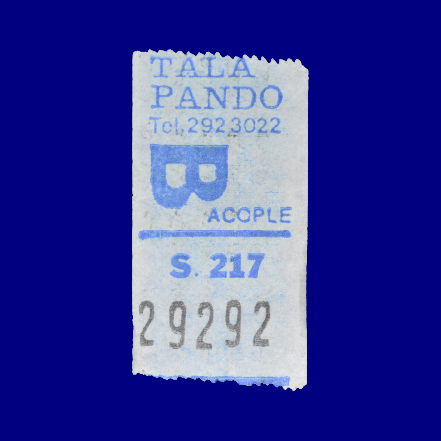 Boleto de ómnibus Bus ticket Pando 90s