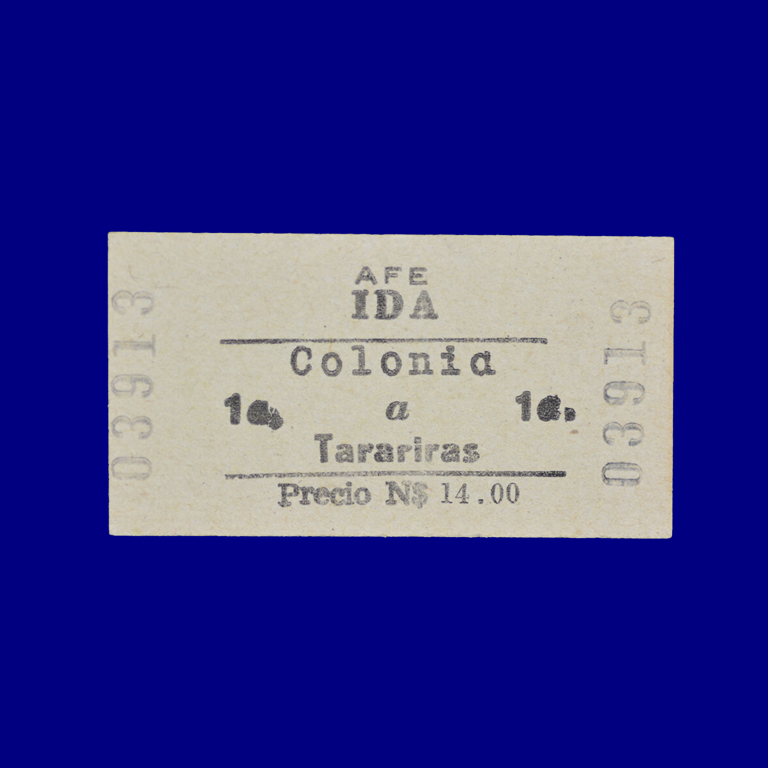 Boleto de tren Train ticket Colina ↣ Tarariras