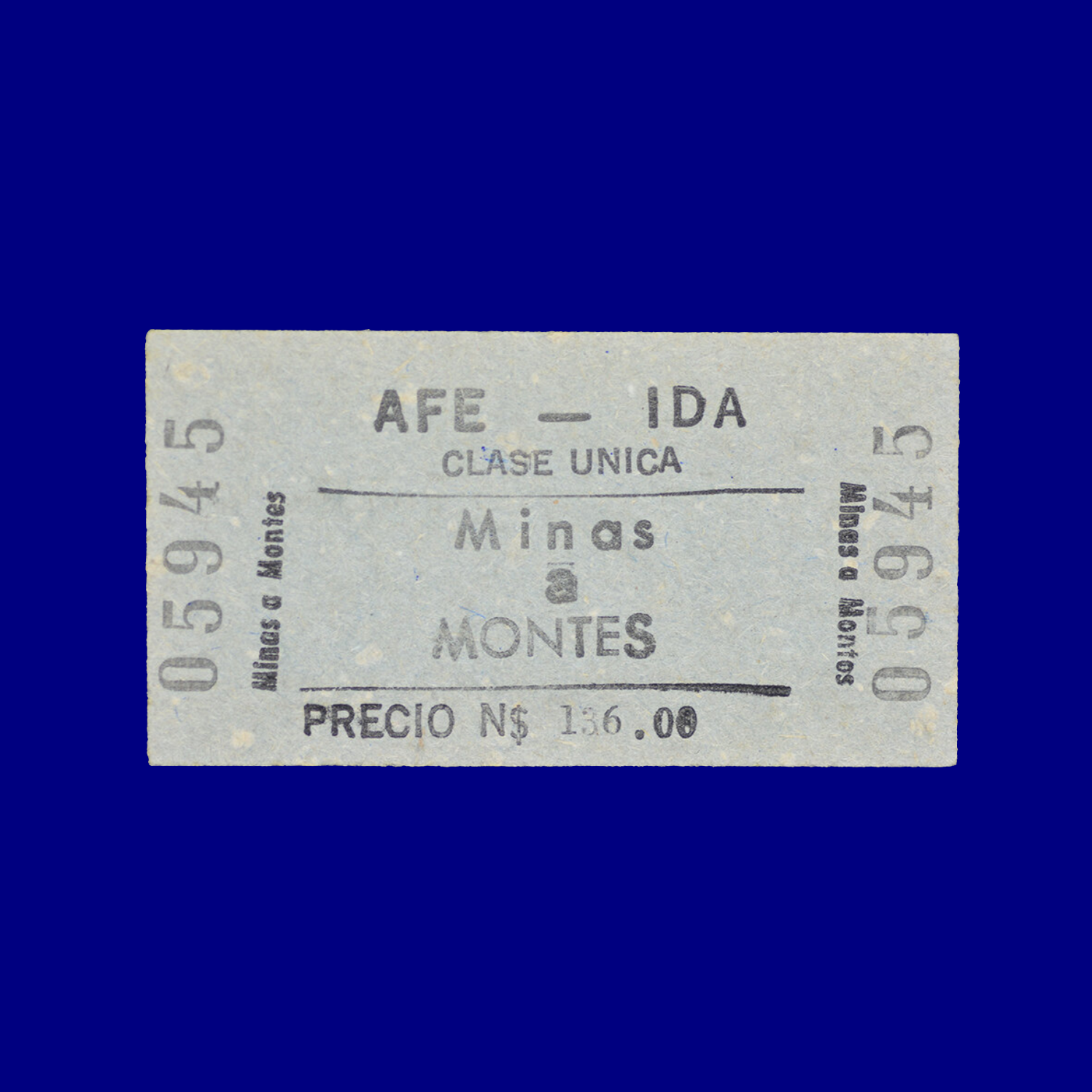 Boleto de tren Train ticket Minas ↣ Montes