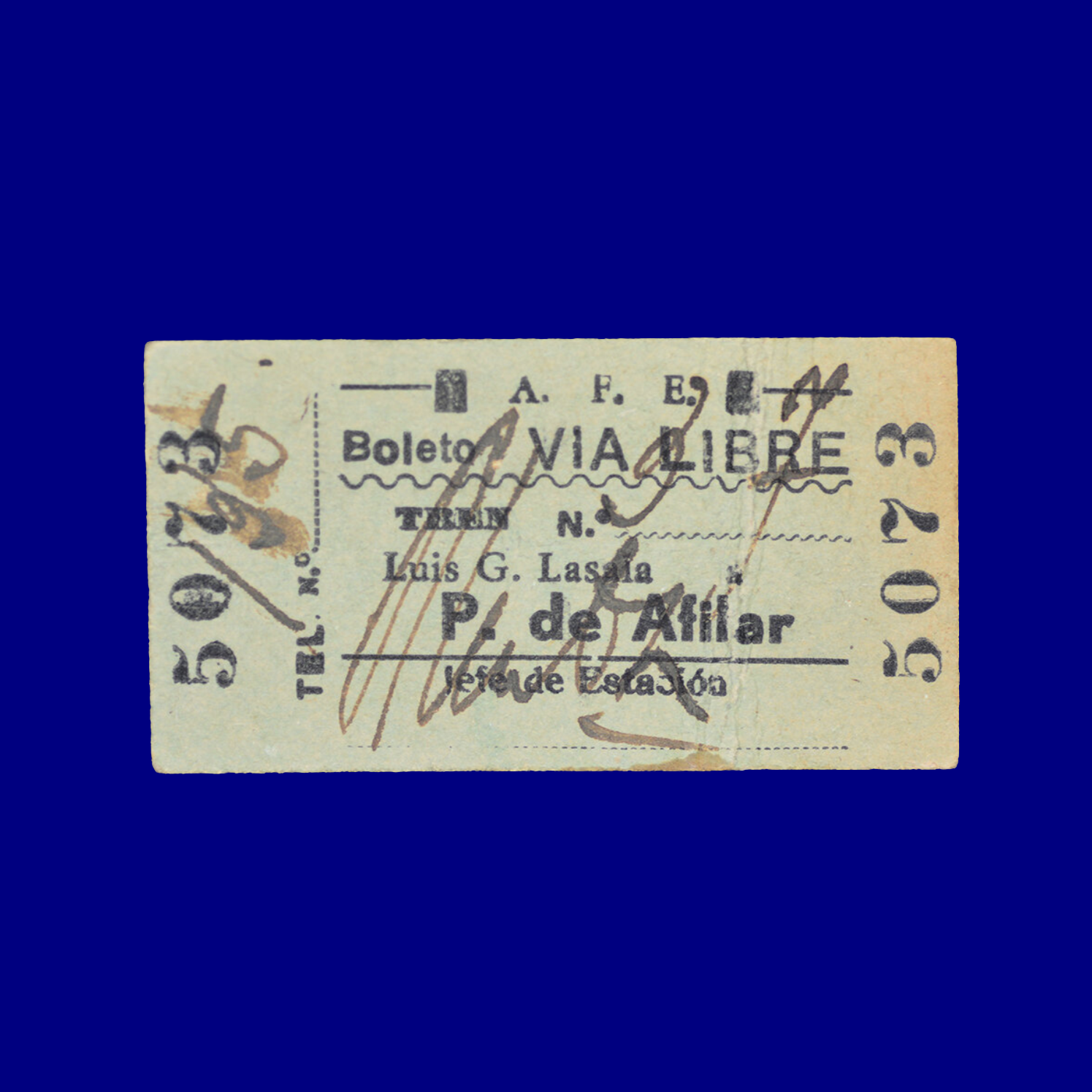 Boleto de tren Train ticket Piedras de Afilar