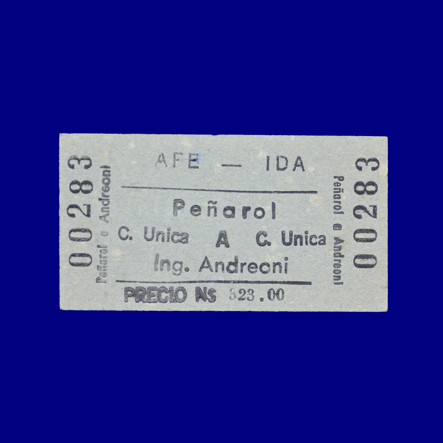 Boleto de tren Train ticket Peñarol ↣ Ingeniero Andreoni