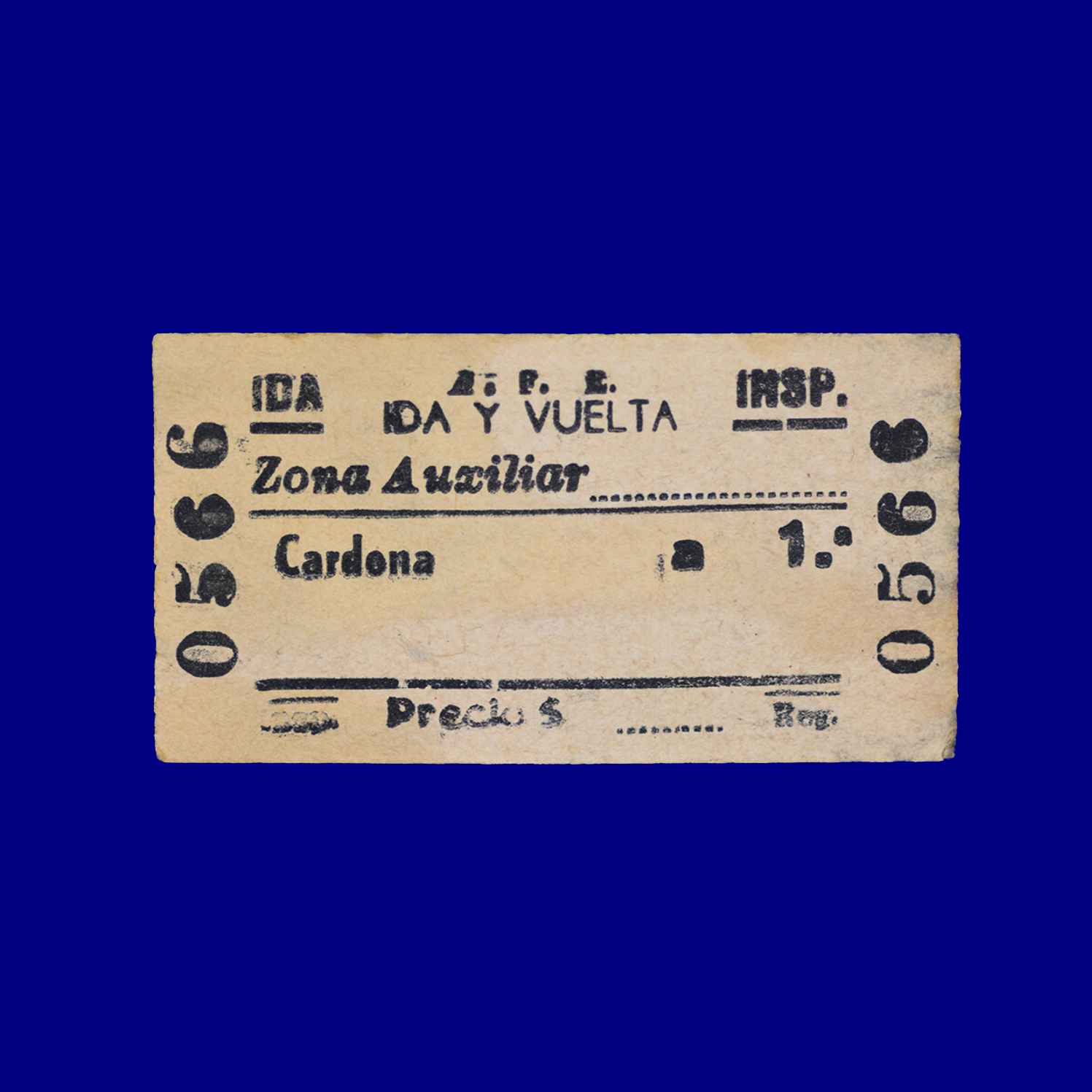 Boleto de tren Train ticket Cardona