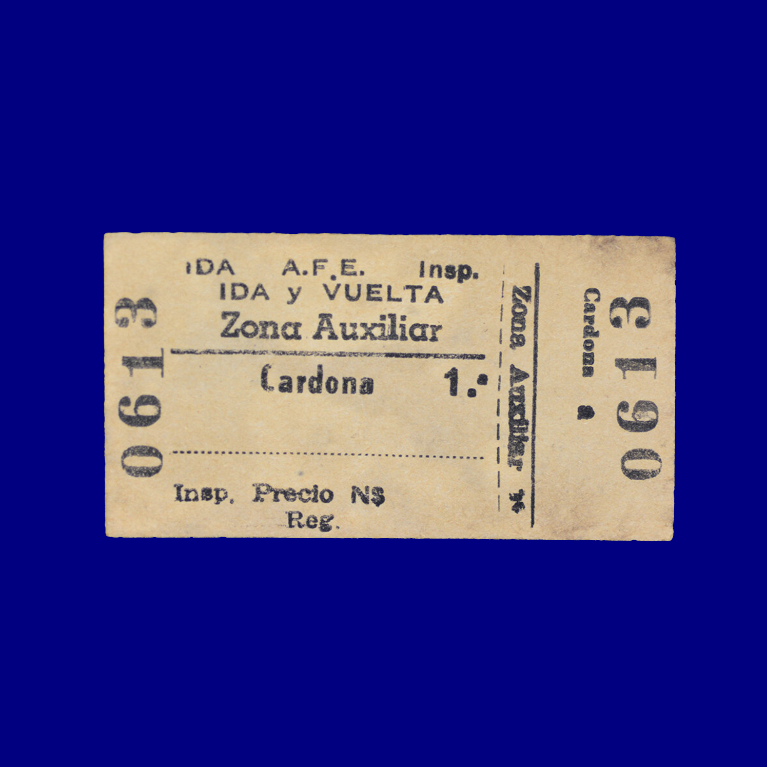 Boleto de tren Train ticket Cardona