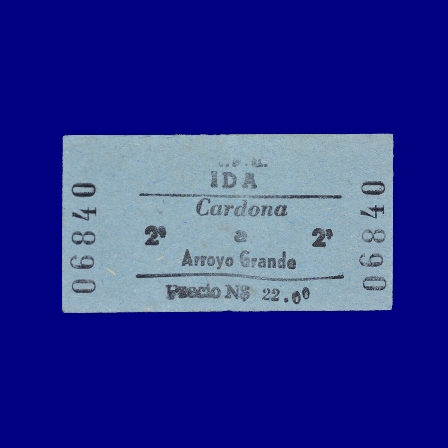 Boleto de tren Train ticket Cardona ↣ Arroyo Grande