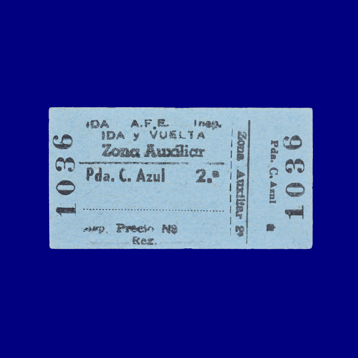 Boleto de tren Train ticket Pan de Azúcar ↣ Costa Azul
