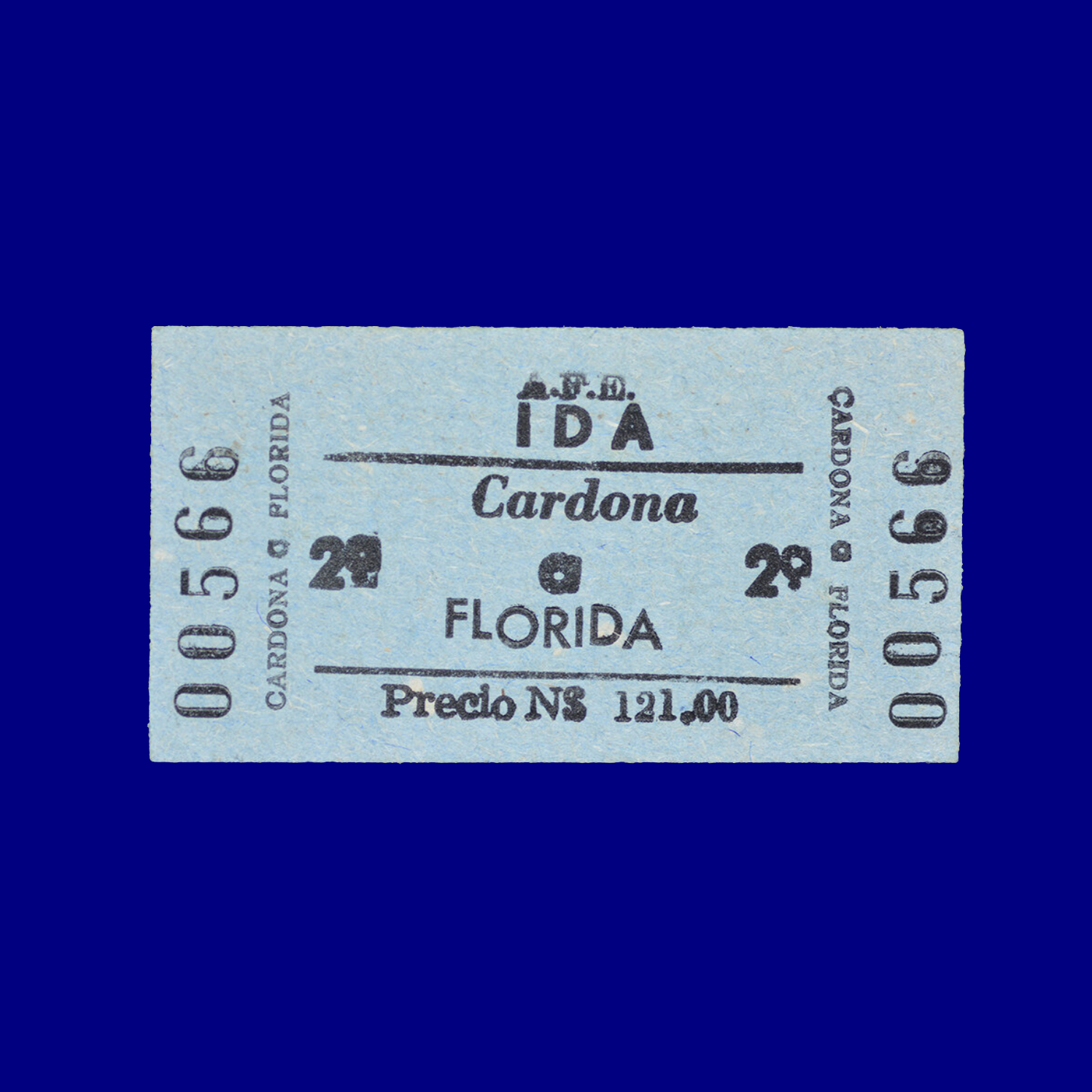 Boleto de tren Train ticket Cardona ↣ Florida