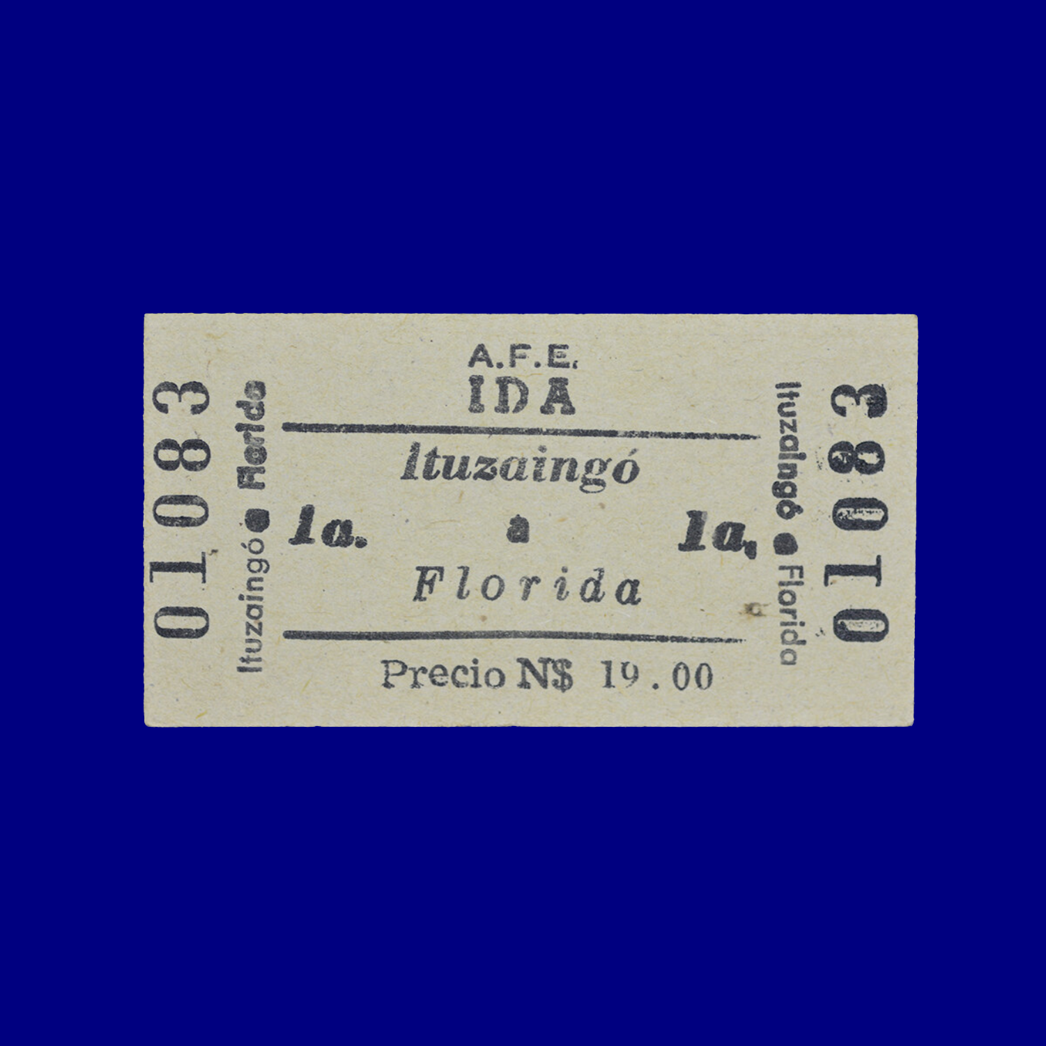 Boleto de tren Train ticket Ituzaingó ↣ Florida