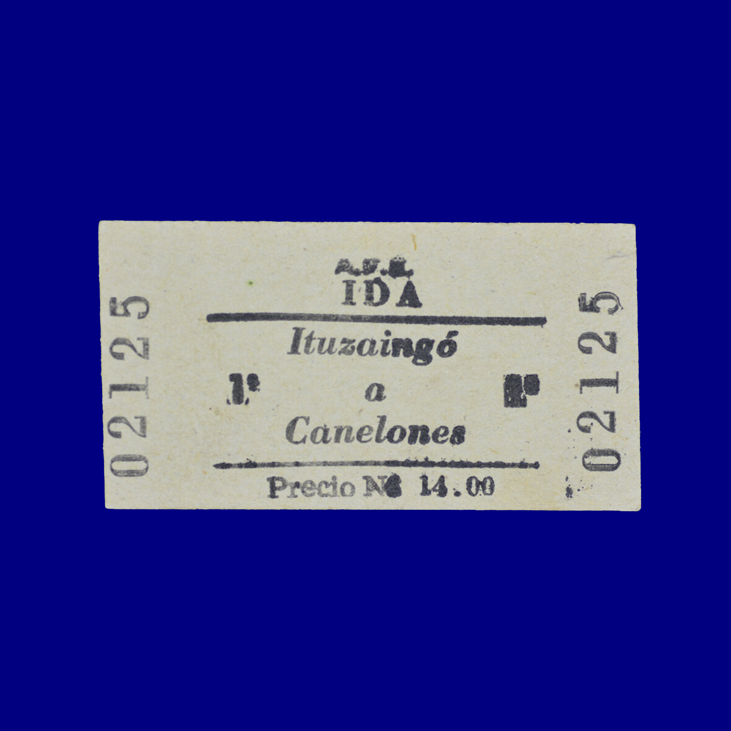 Boleto de tren Train ticket Ituzaingó ↣ Canelones