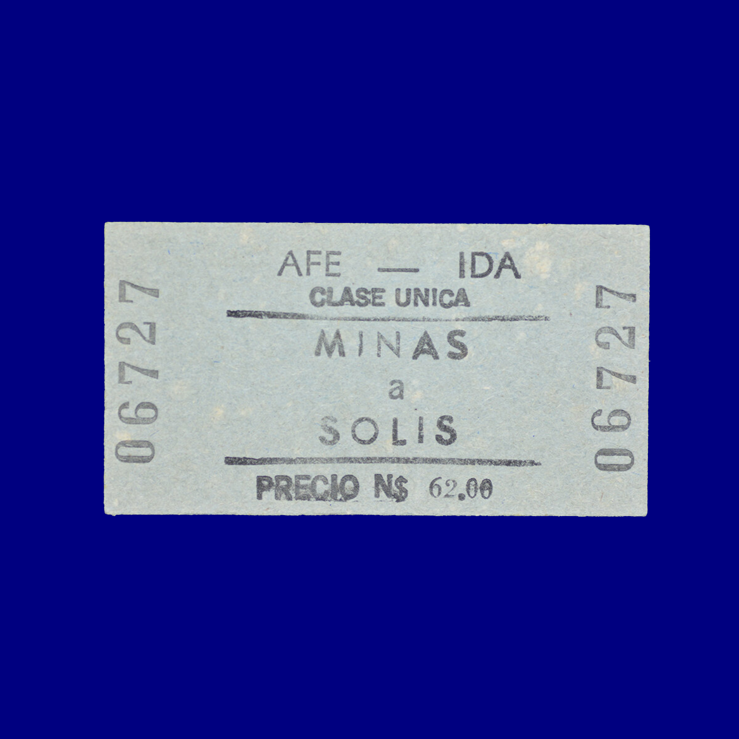 Boleto de tren Train ticket Minas ↣ Solís