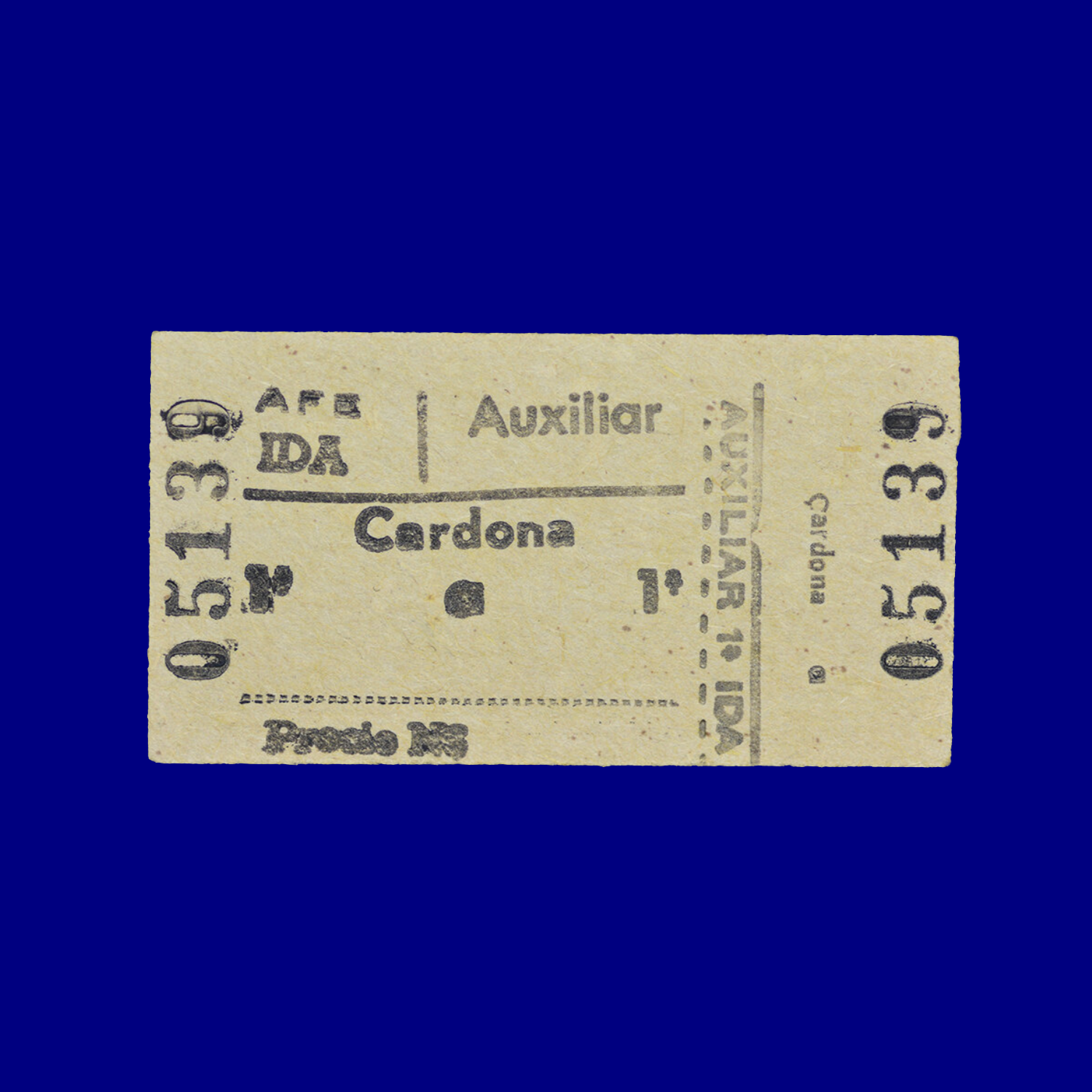 Boleto de tren Train ticket Cardona