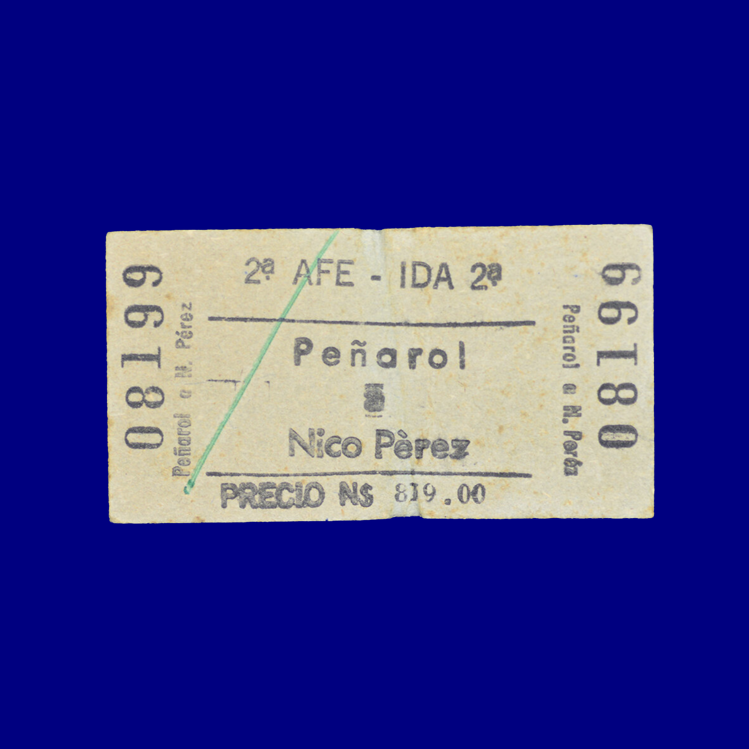 Boleto de tren Train ticket Peñarol ↣ Nico Peréz