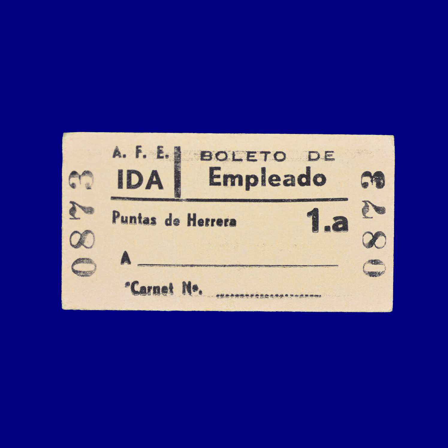 Boleto de tren Train ticket Puntas de Herrera ↣ Canelones