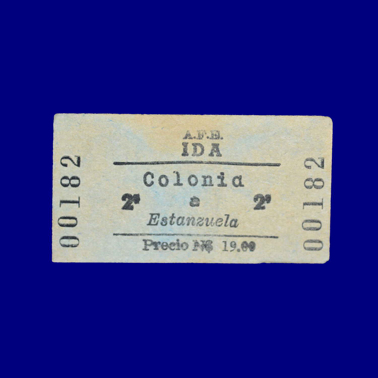 Boleto de tren Train ticket Colonia ↣ Estanzuela