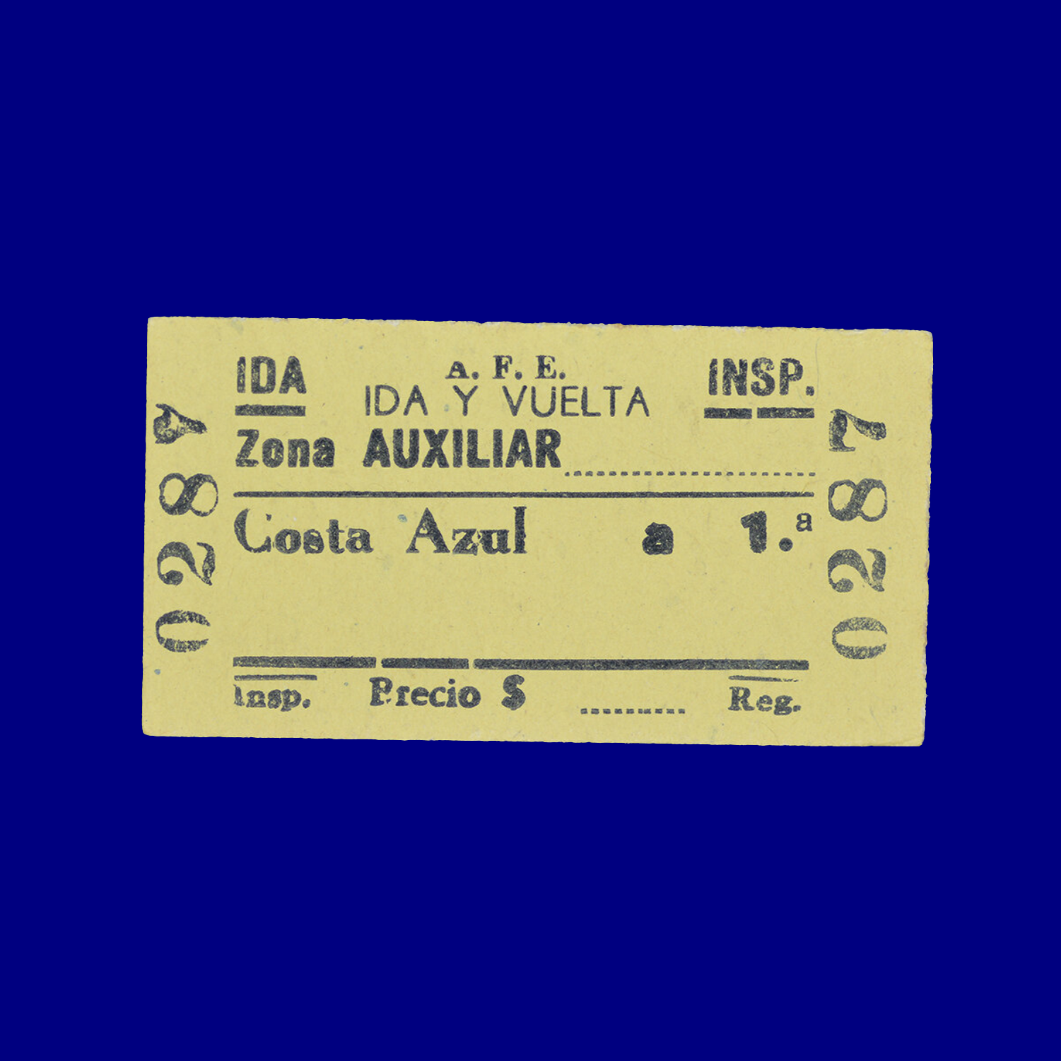 Boleto de tren Train ticket Costa Azul