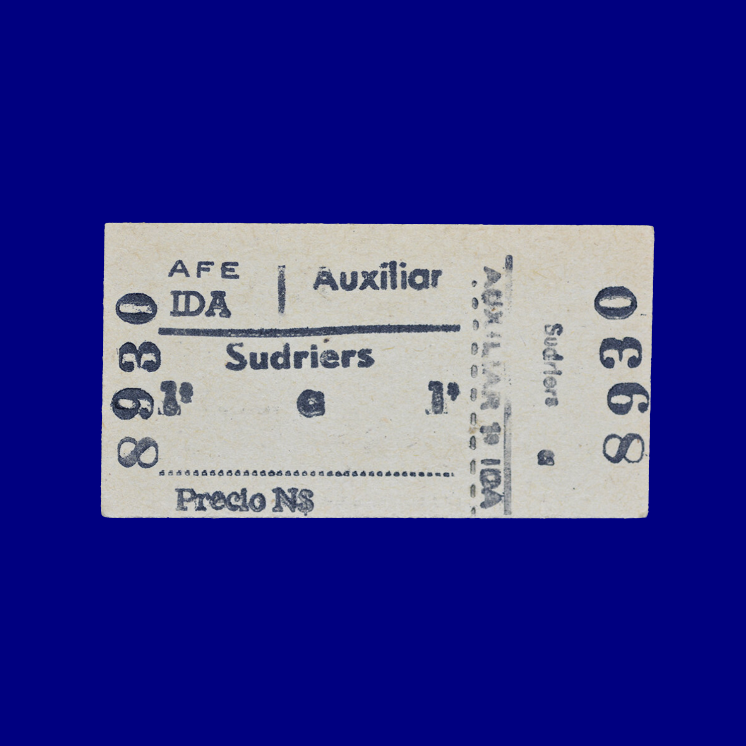 Boleto de tren Train ticket Sudriers