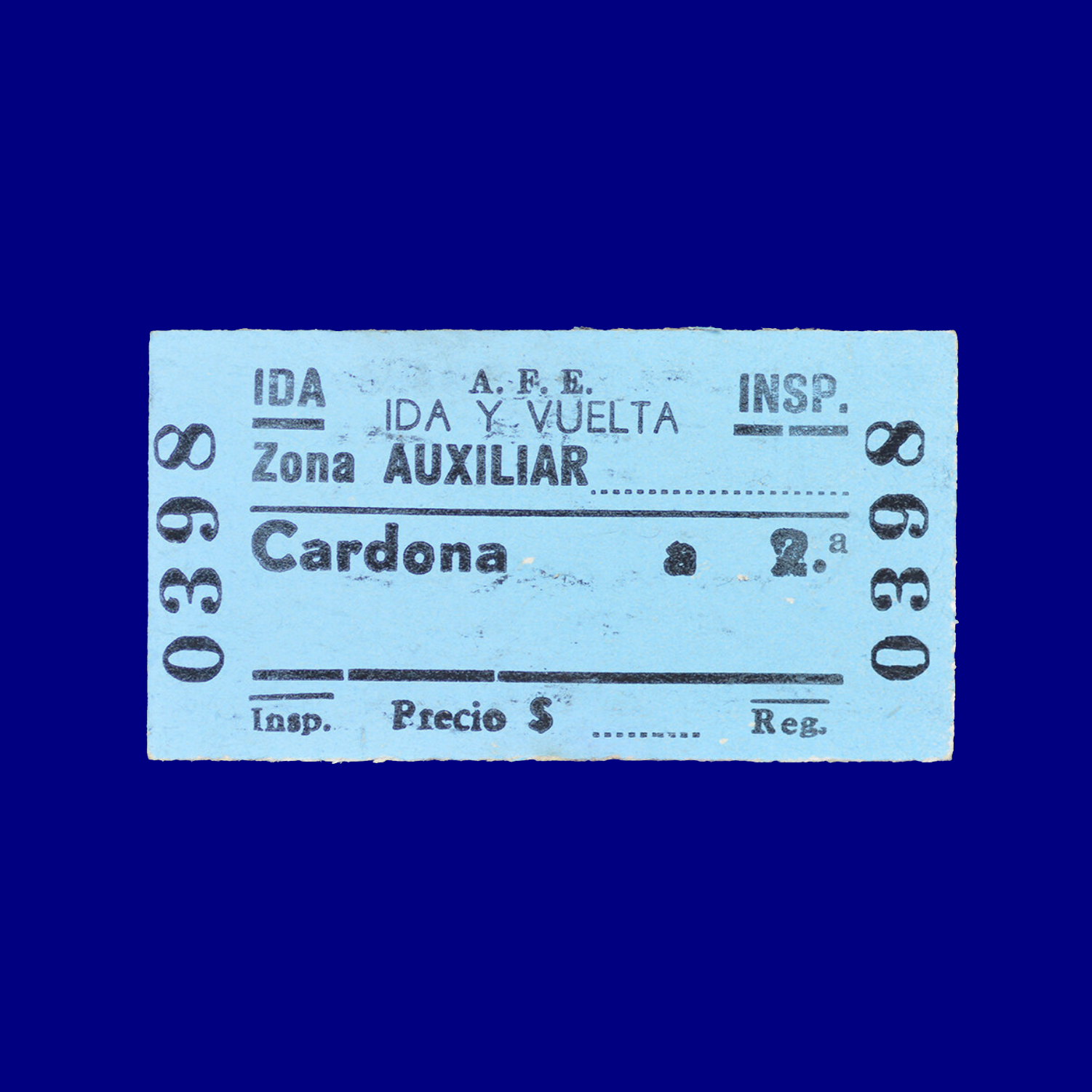 Boleto de tren Train ticket Cardona