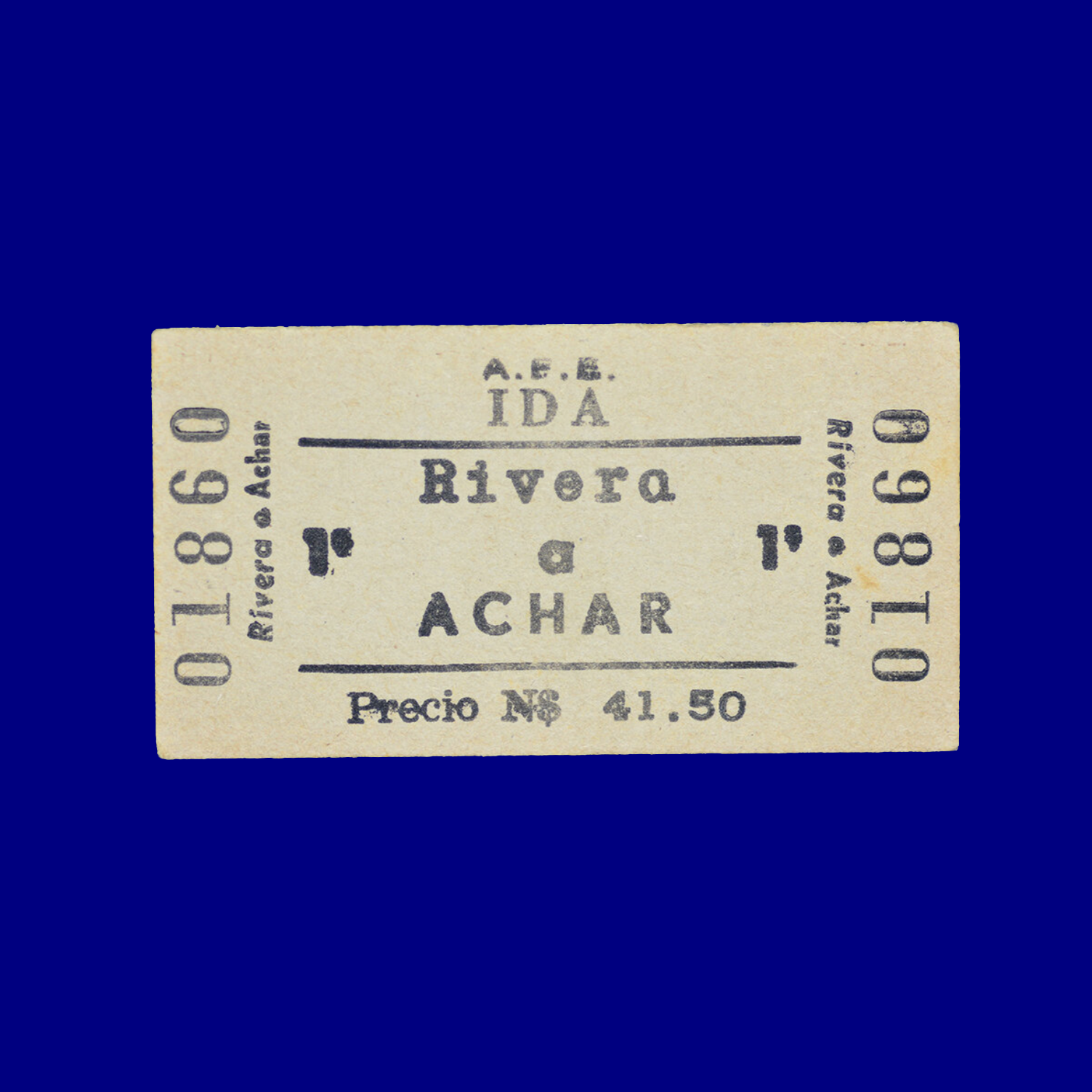 Boleto de tren Train ticket Rivera ↣ Achar