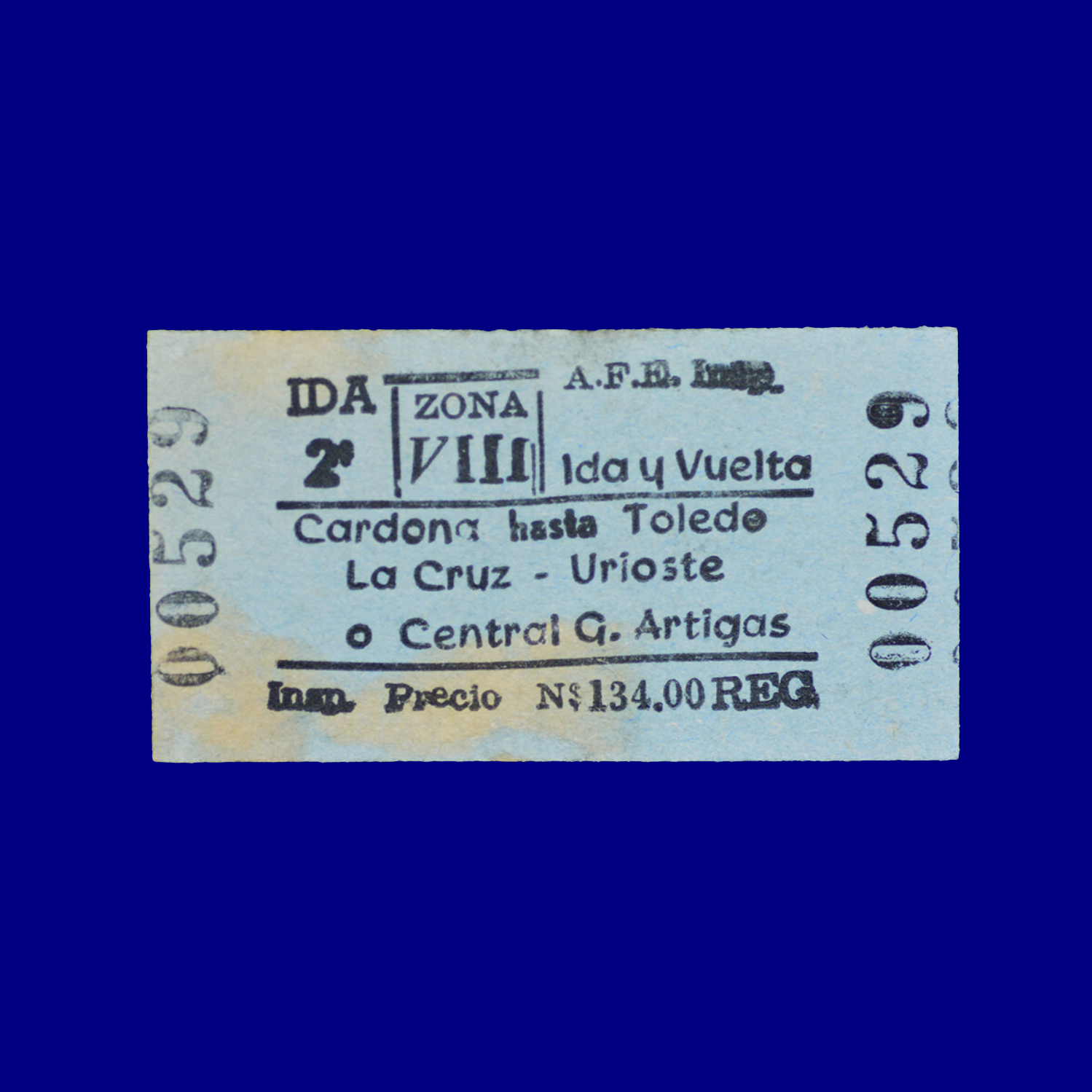 Boleto de tren Train ticket Cardona ↣ Toledo