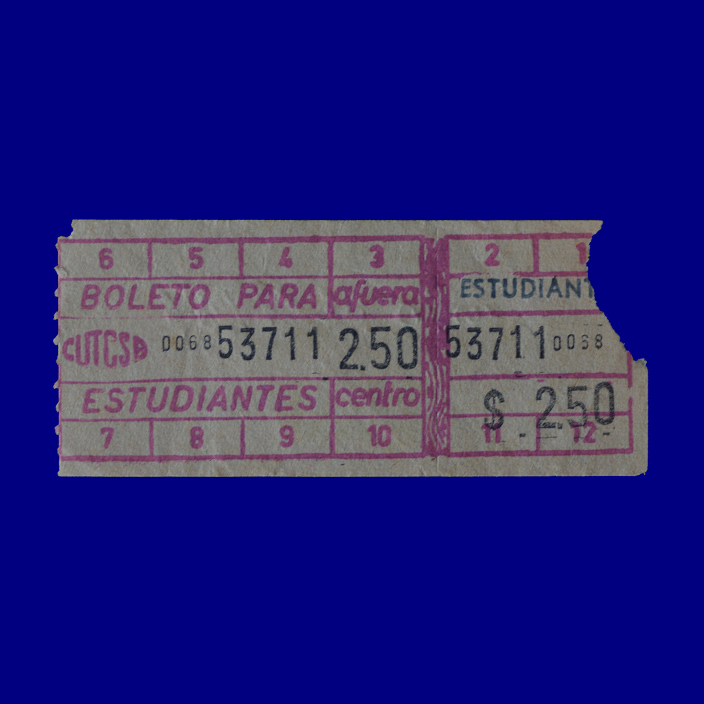 Boleto de ómnibus Bus ticket Montevideo 50s