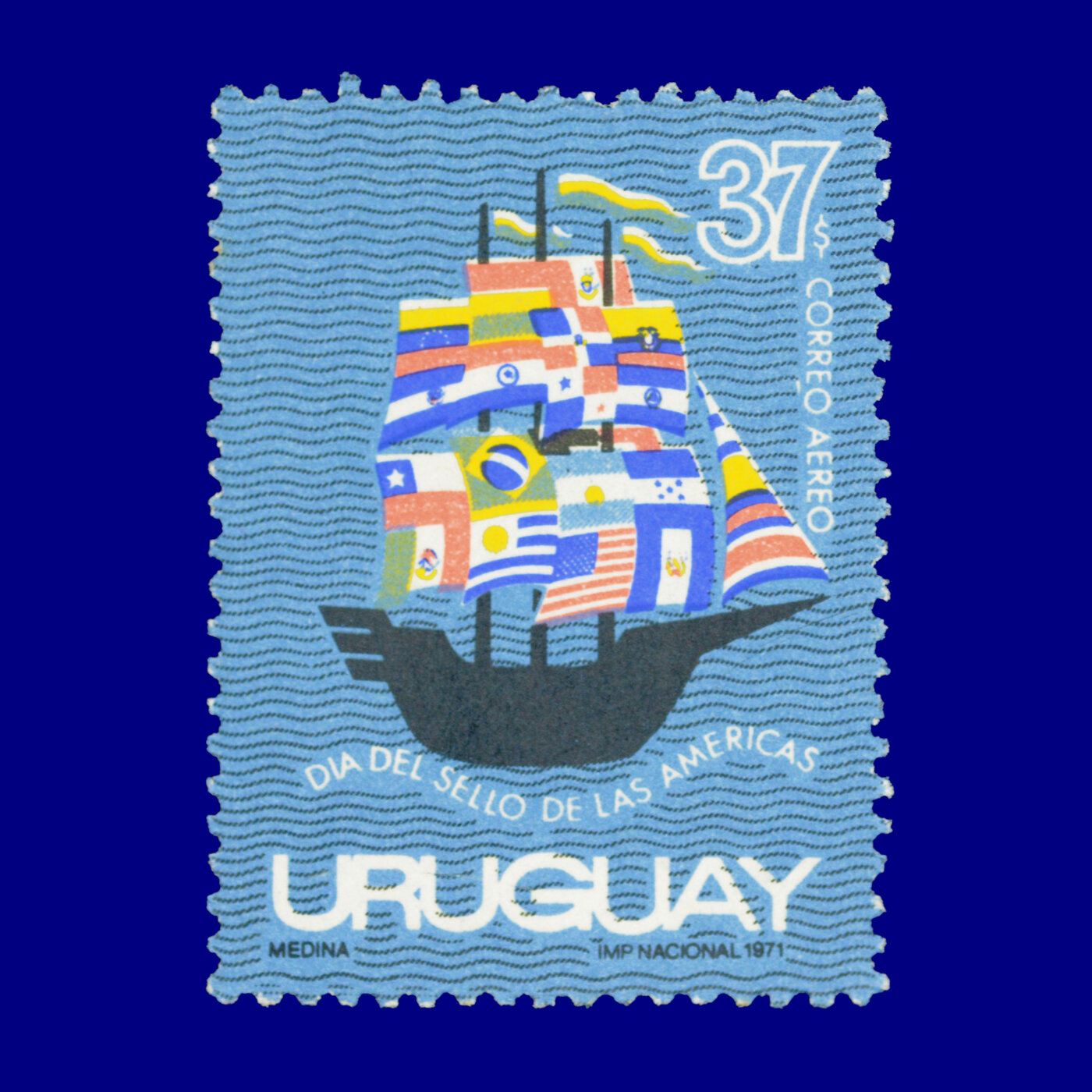 Día del Sello de las Américas Seal of the Americas Day $37 Ángel Medina 1971