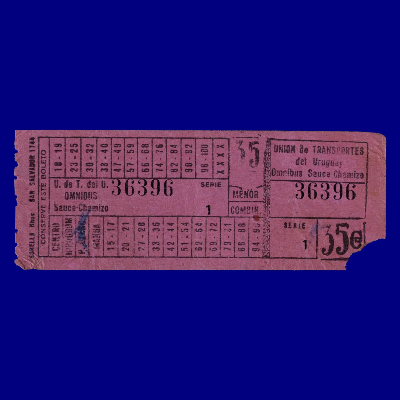 Boleto de ómnibus Bus ticket Sauce 80s